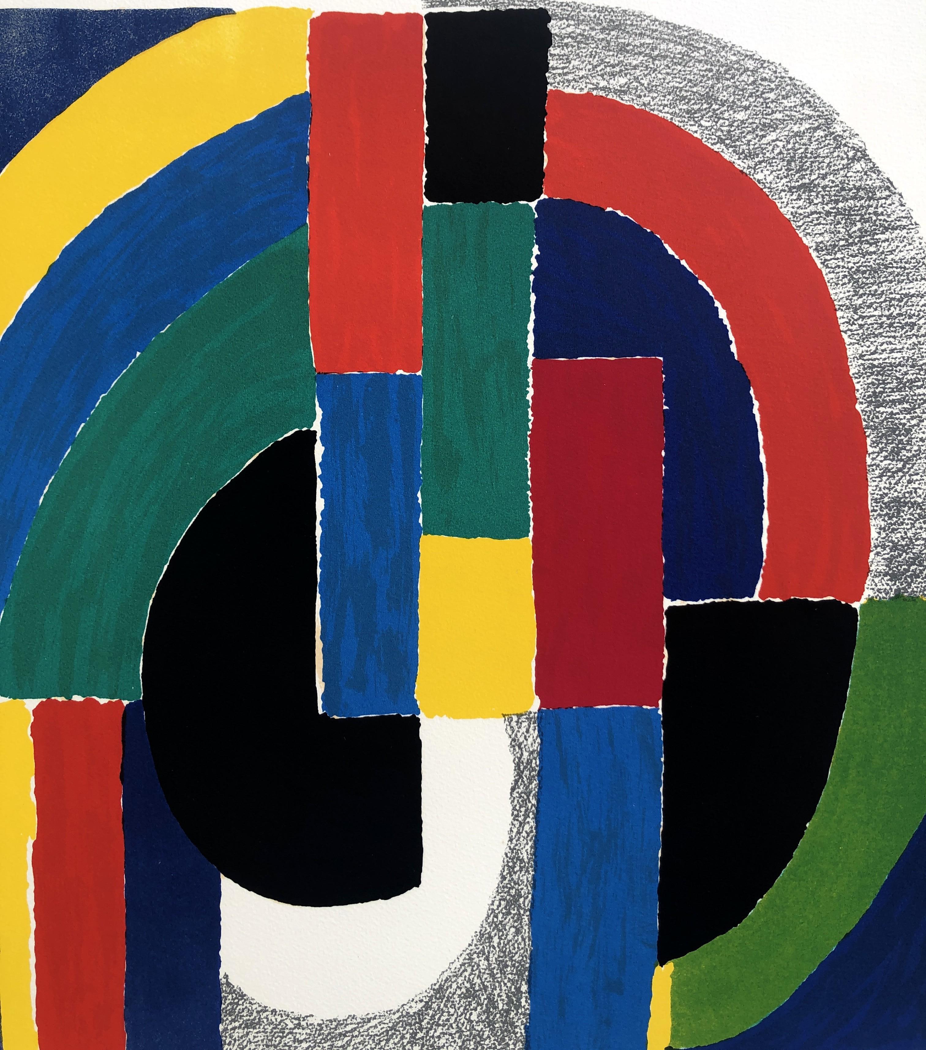 Sonia Delaunay
Geometric Composition, 1975

Original lithograph
Handsigned in pencil 
Numbered /XXX HC copies (Hors Commerce), aside the edition of 99 copies.
On Arches vellum 75 x 54 cm (c. 29,5 x 21,2 inch)

Very good condition