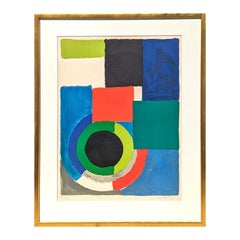 "Grand Carré Rouge" Moderne Geometrische Abstrakte Orphik Lithographie Edition Modern 9/25