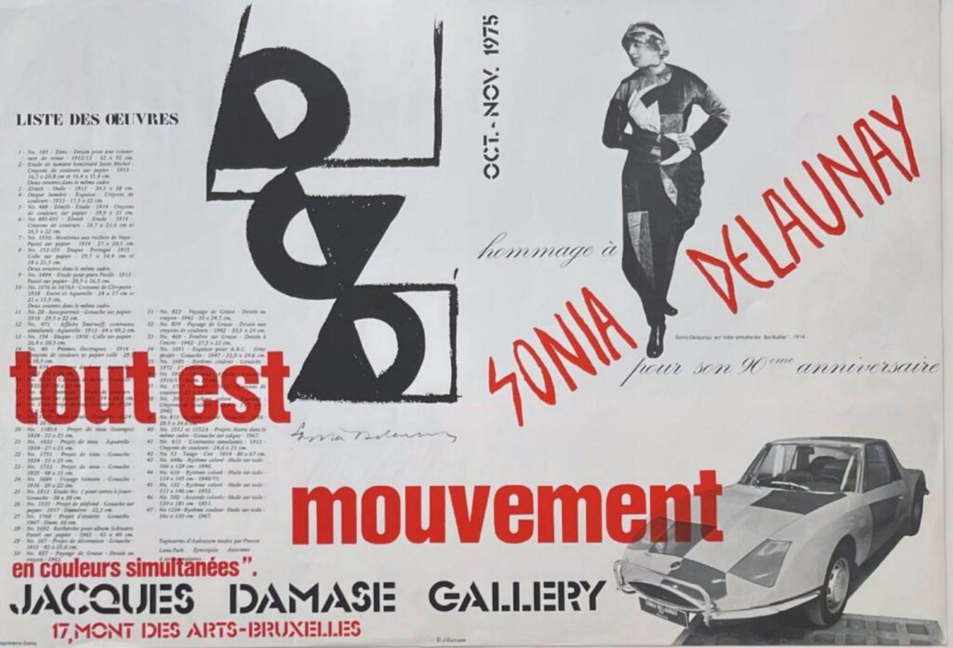 Sonia Delaunay
Hommage a Sonia Delaunay pour son 90eme Anniversaire, 1975
Offset lithograph poster/flyer
Plate signed 
Very rare; published in a limited edition of unknown quantity
17 × 25 inches
Unframed
Provenance: Acquired from the Estate of the