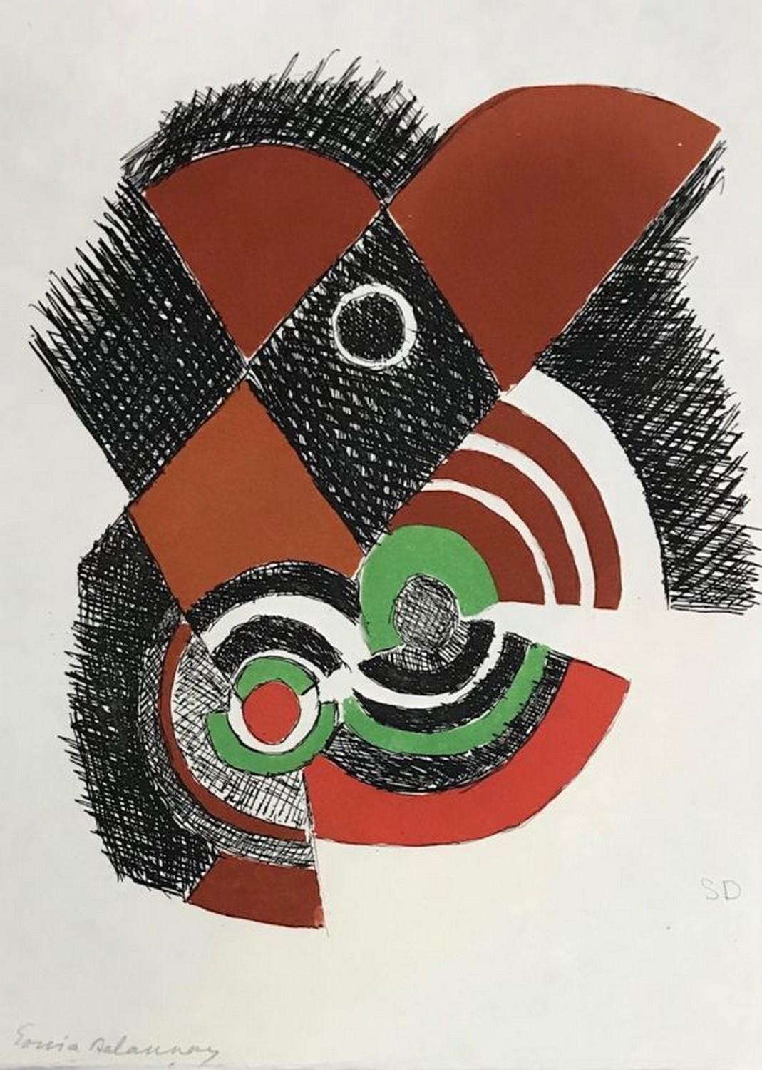 Abstract Print Sonia Delaunay - ""Juste Présent"" de Tristan Tzara planche 7 