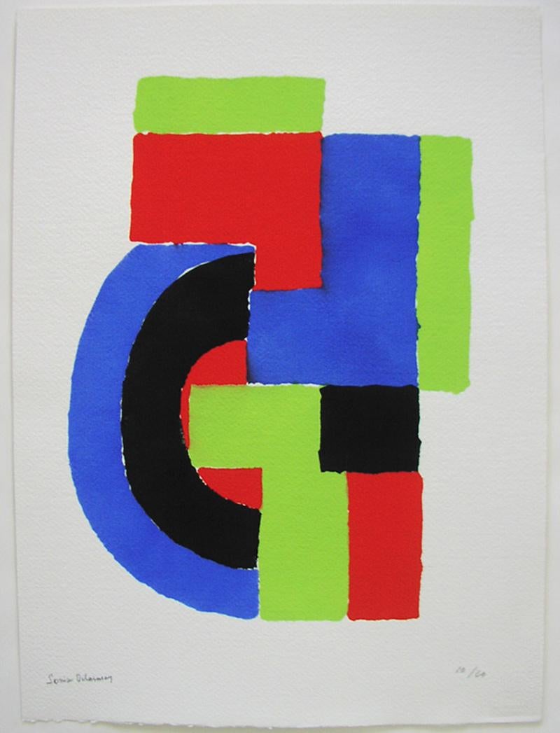 « Les éclairages » d'Arthur Rimbaud Paris : Jacques Damase - Gris Abstract Print par Sonia Delaunay