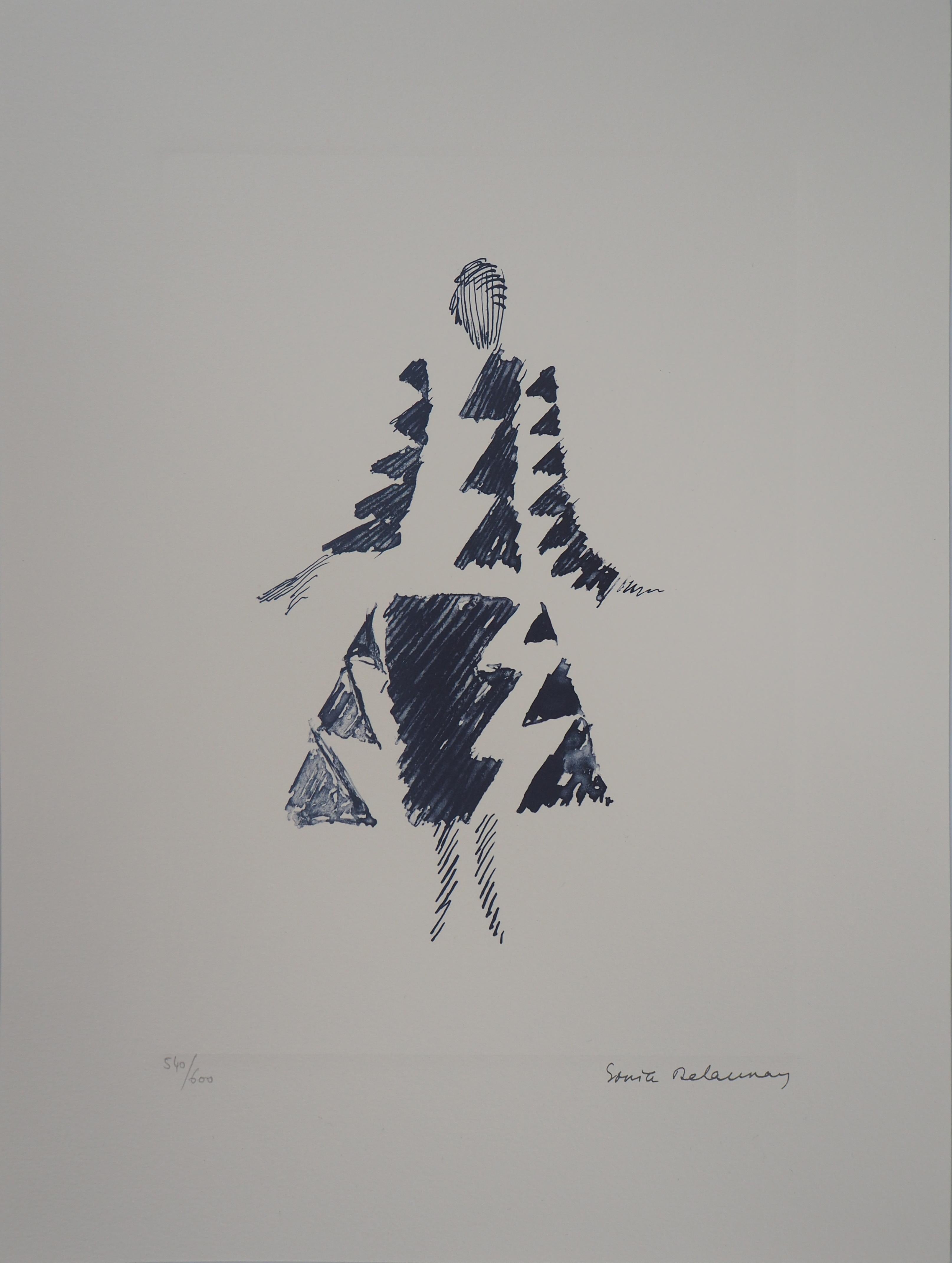 Sonia Delaunay Abstract Print - Rhythms Triangles Dress - 1926 - Lithograph (Artcurial edition)