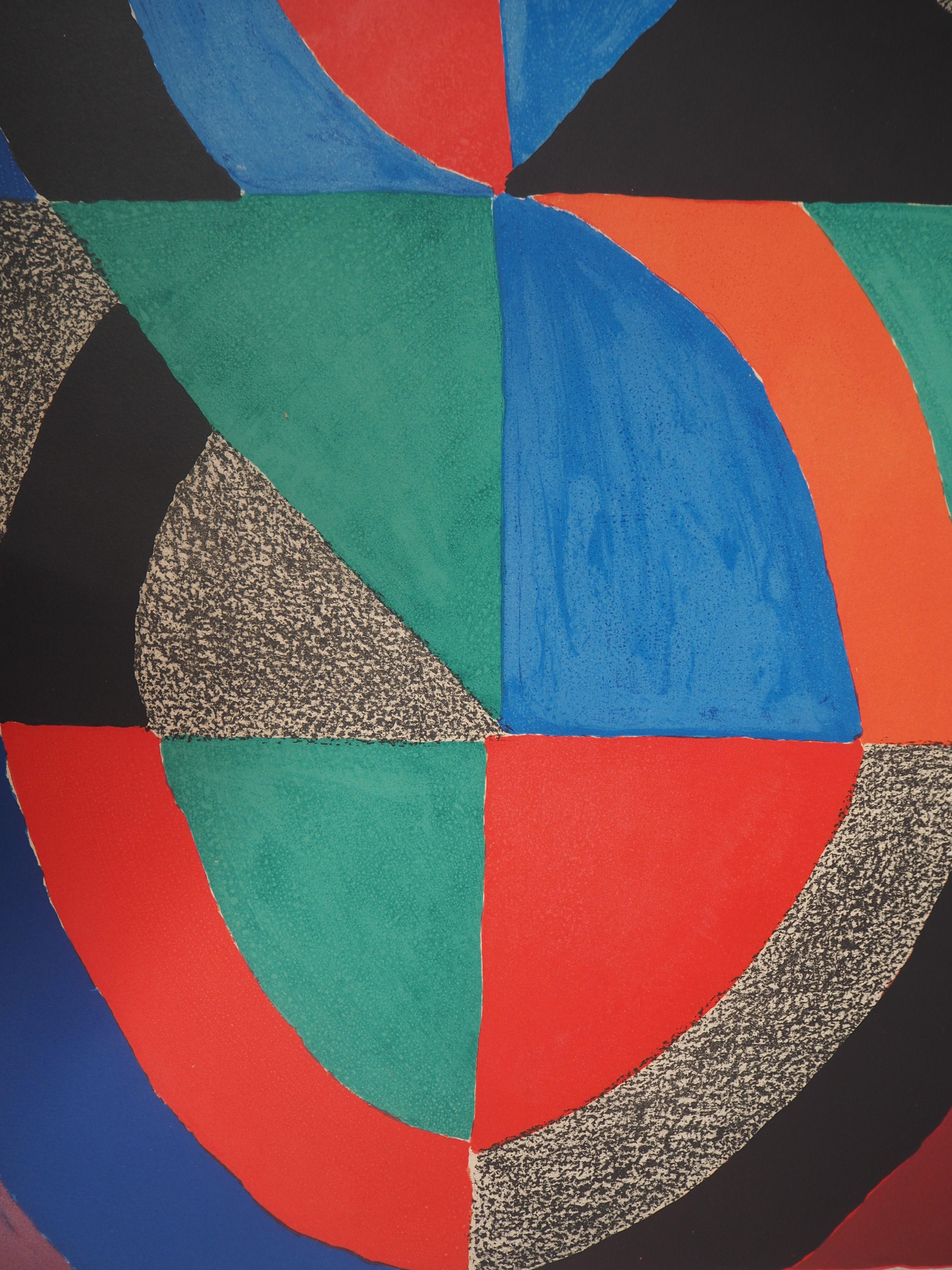 Rythm and colors (Tall Icon) - Original lithograph, Handsigned - Abstract Print by Sonia Delaunay