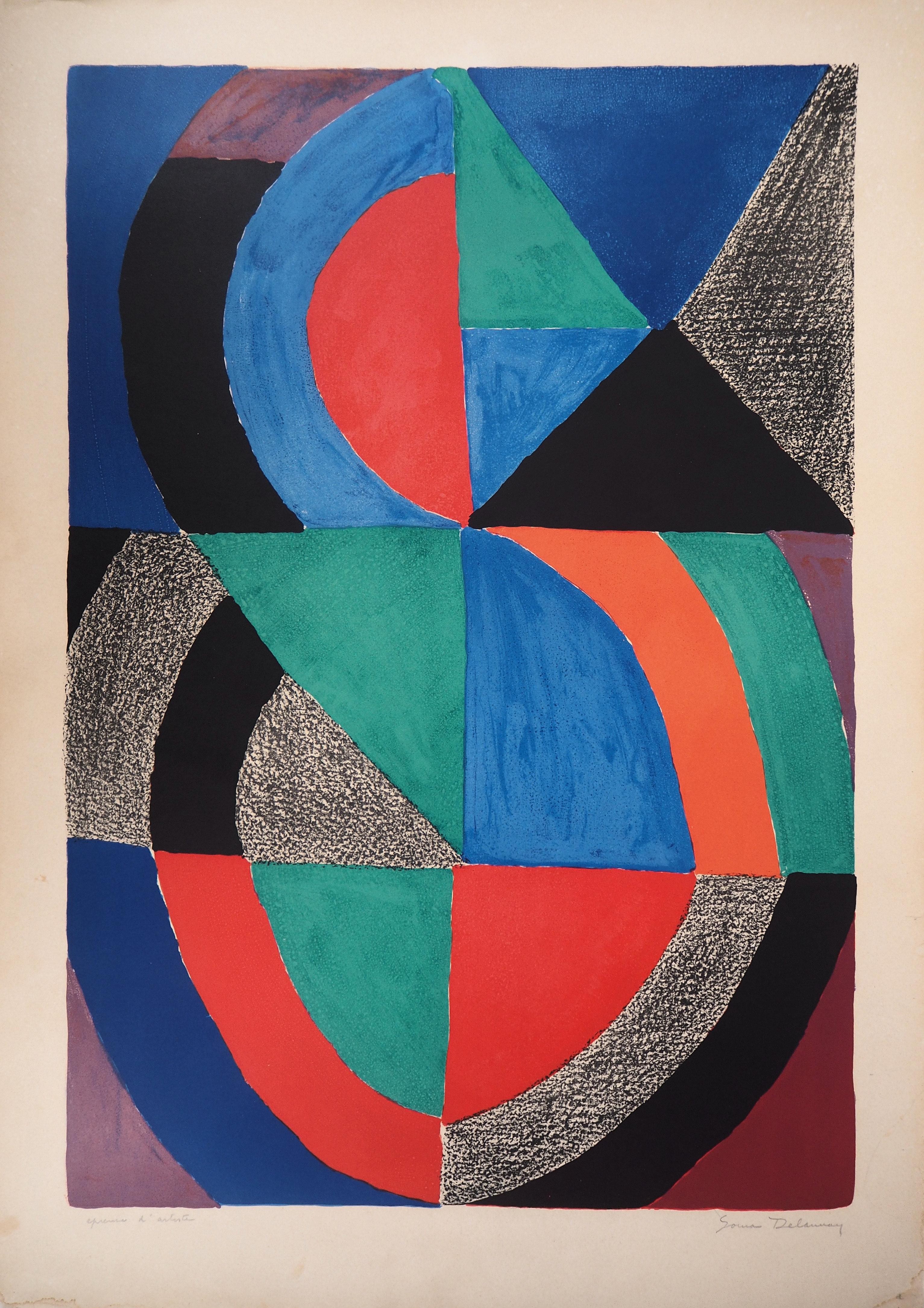 Sonia Delaunay Abstract Print - Rythm and colors (Tall Icon) - Original lithograph, Handsigned