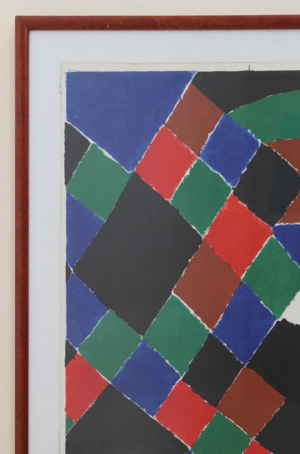 Rythme-couleur - Hand-signed and numbered original lithograph, 1962 - Blue Abstract Print by Sonia Delaunay