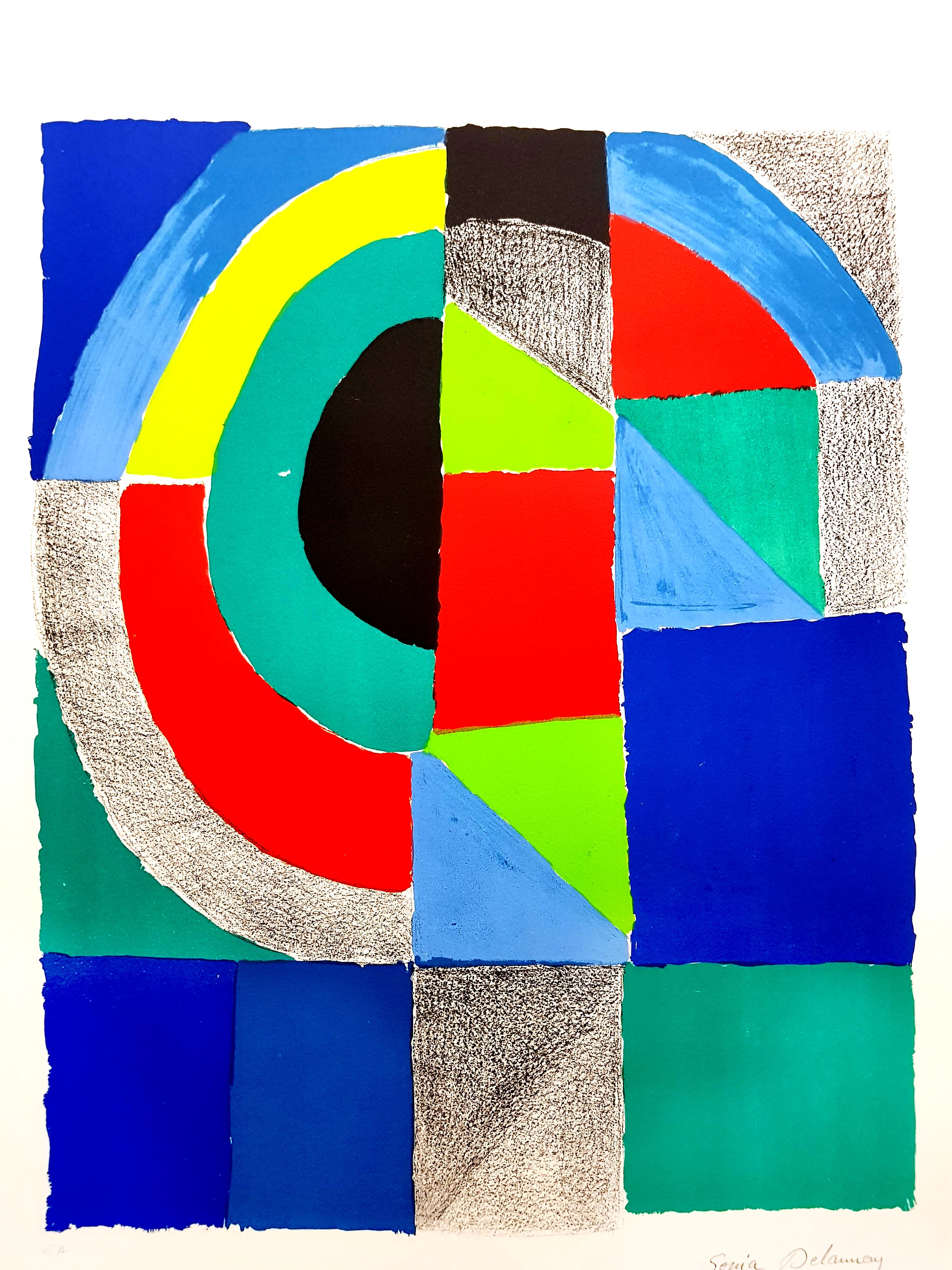 Sonia Delaunay - Composition colorée - Lithographie originale signée 2