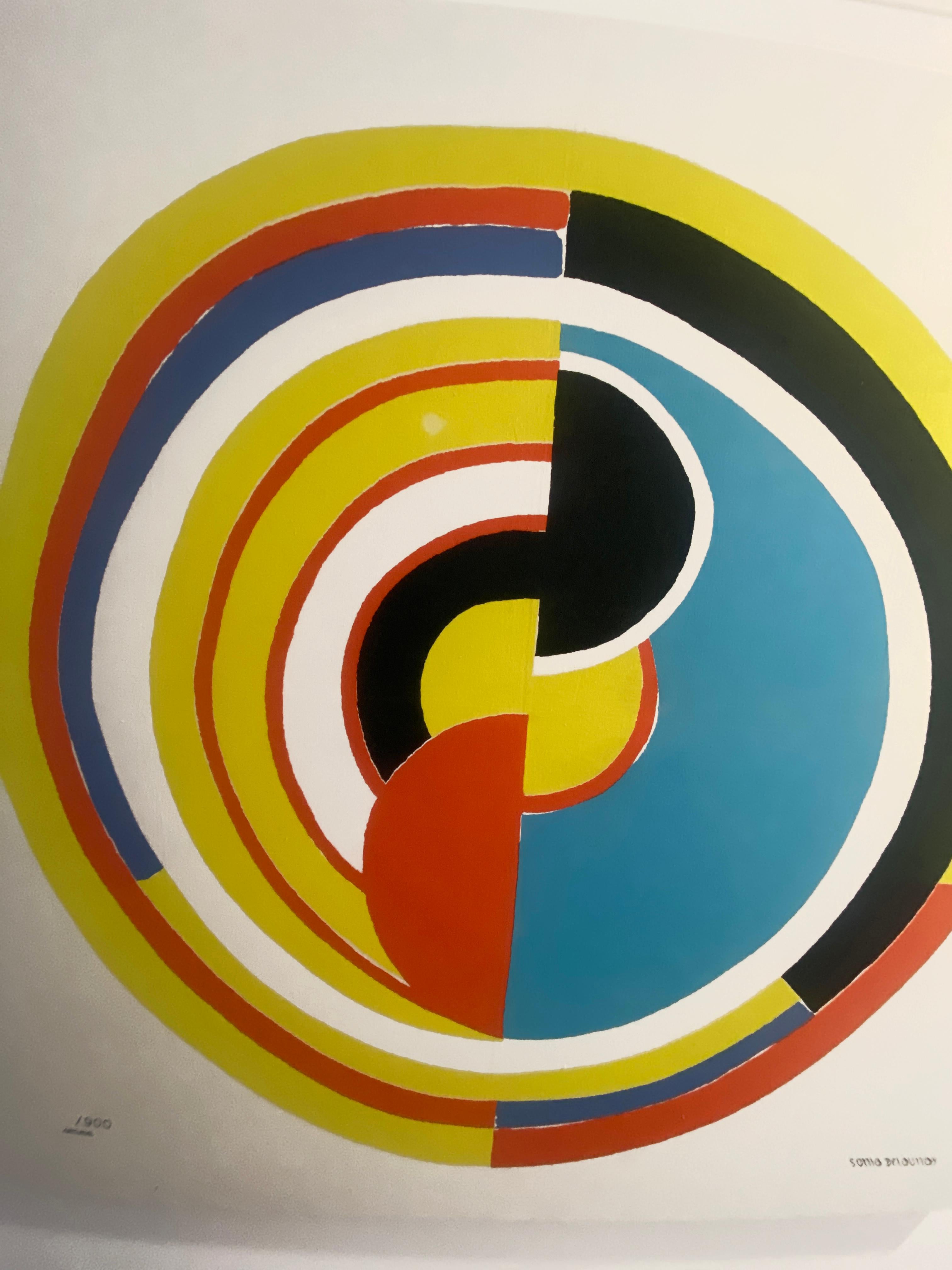 Sonia Delaunay Large silkscreen print on canvas mounted on a stretcher 1980