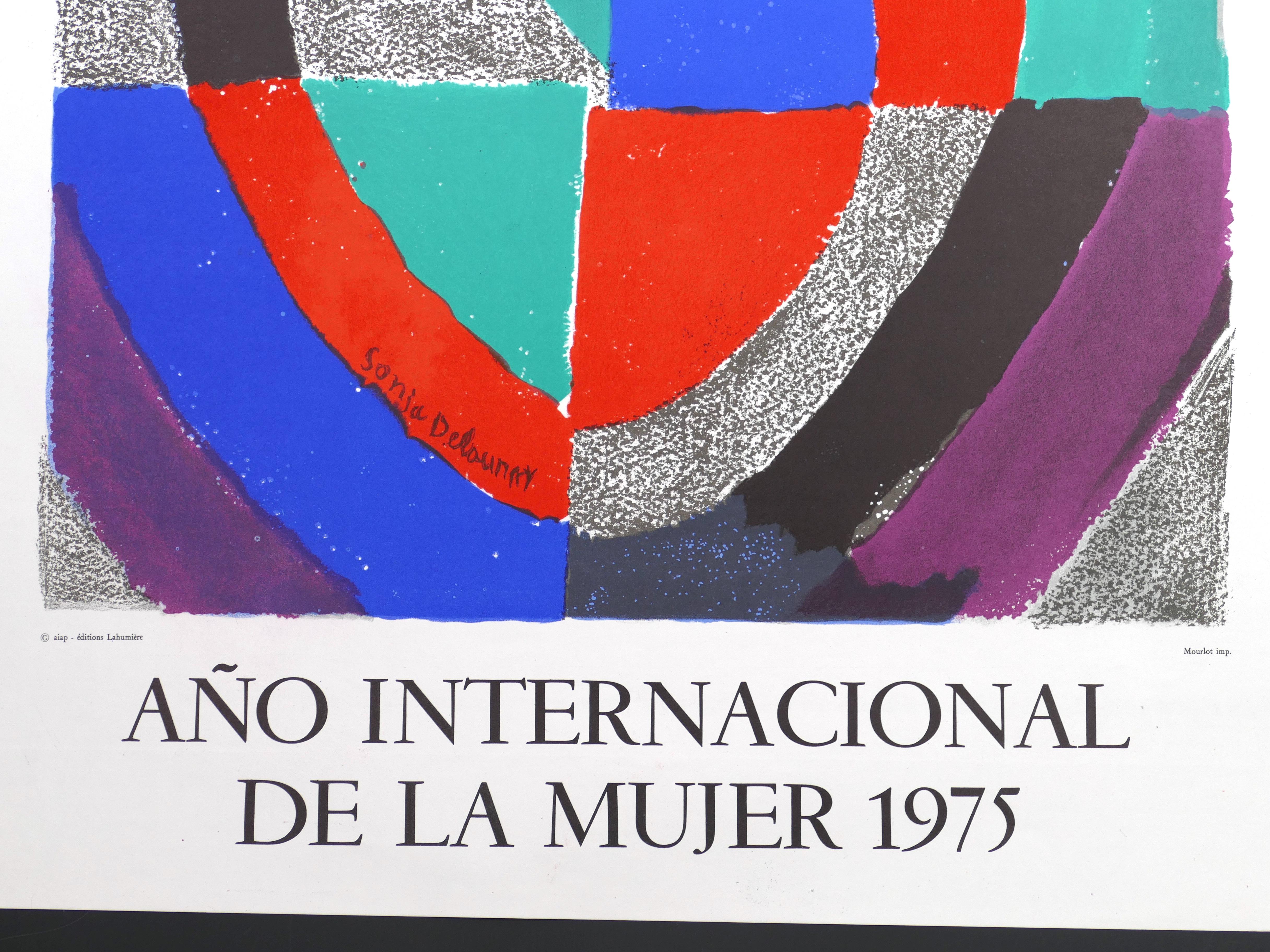 Unesco - Ano Internacional de la Mujer 1975 - Vintage Lithographed Poster  - Abstract Print by Sonia Delaunay