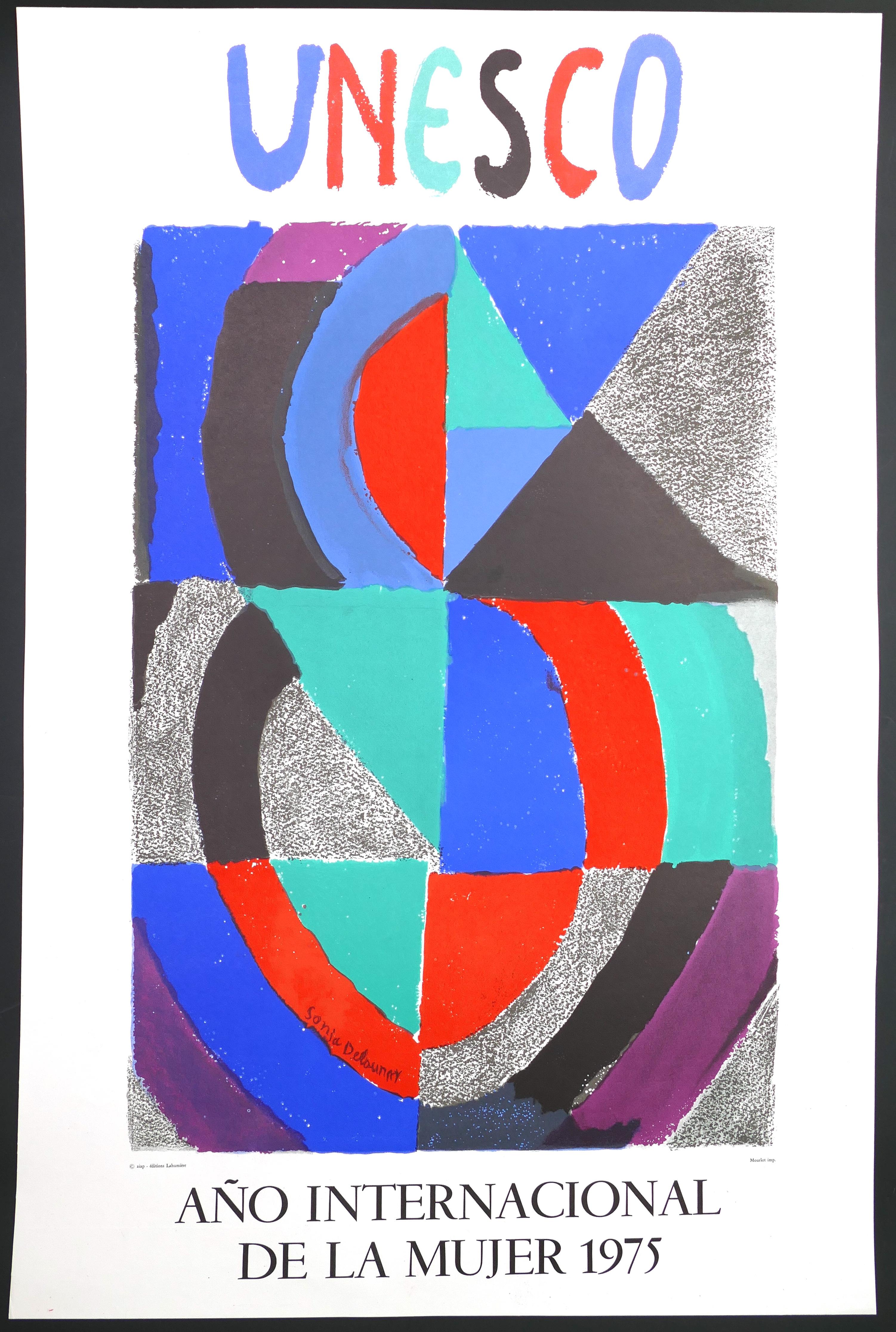 Sonia Delaunay Abstract Print - Unesco - Ano Internacional de la Mujer 1975 - Vintage Lithographed Poster 