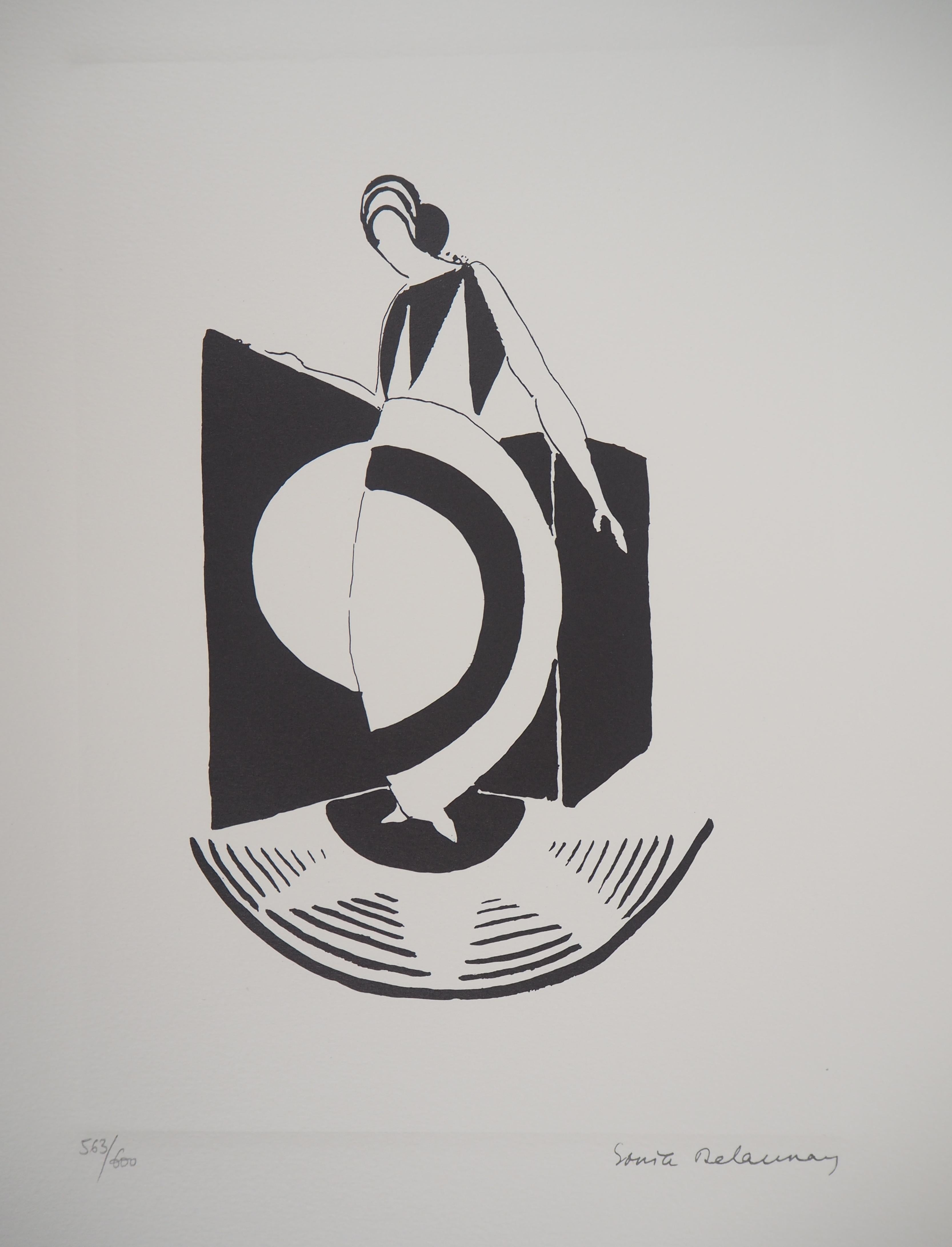 Frau mit Art Deco Kleid - Lithographie (Artcurial Edition)