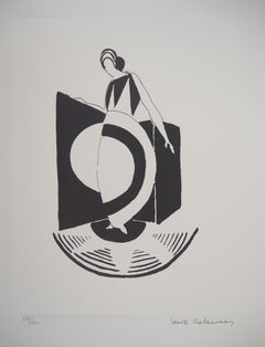 Frau mit Art Deco Kleid - Lithographie (Artcurial Edition)