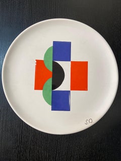 Sonia Delaunay, Set of 6 Plates and 1 Large Plate, circa 1985