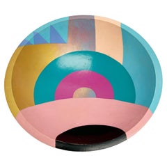 Bol en bois peint à la main de style Sonia Delaunay