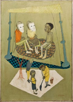 "Faux visages" Sonia Gechtoff, vers 1950 Commentaire social Peinture réaliste