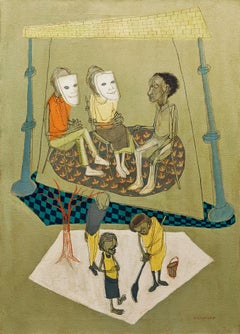 "Rostros falsos" Sonia Gechtoff, hacia 1950 Pintura realista de comentario social