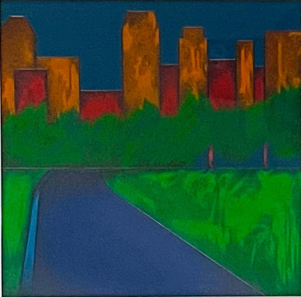 Sonia Gechtoff - The City at Twilight: Central Park III, 1985 signed painting