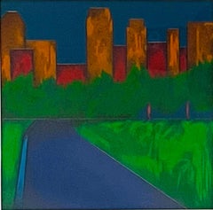 Sonia Gechtoff - The City at Twilight: Central Park III, 1985 signed painting