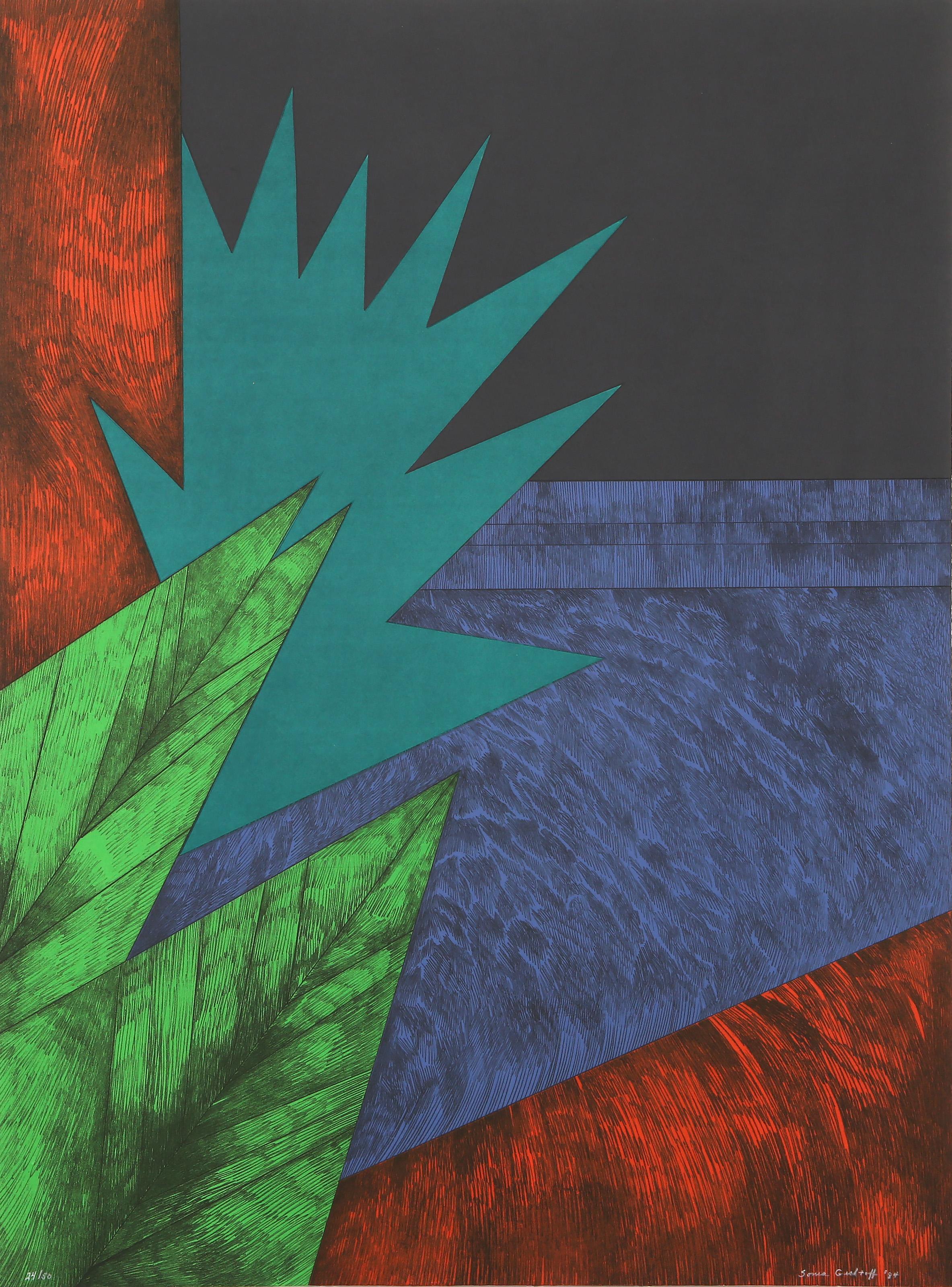 Sonia Gechtoff, Américaine (1926 - 2018) - Tropiques, Année :  1984, Medium :  Eau-forte, signée, numérotée et datée au crayon blanc, Edition :  24/50, Taille :  39 x 29.25 in. (99.06 x 74.3 cm), Editeur :  Gruenebaum Graphics, Ltd, NY