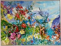 A Garden Paradise, abstrakte expressionistische Blumenlandschaft im Originalformat 31x42