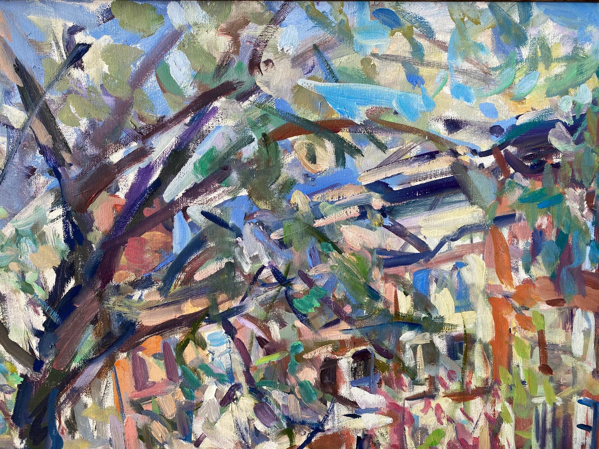 Carnegie Hill, original 28x29 abstract expressionist New York City landscape For Sale 2