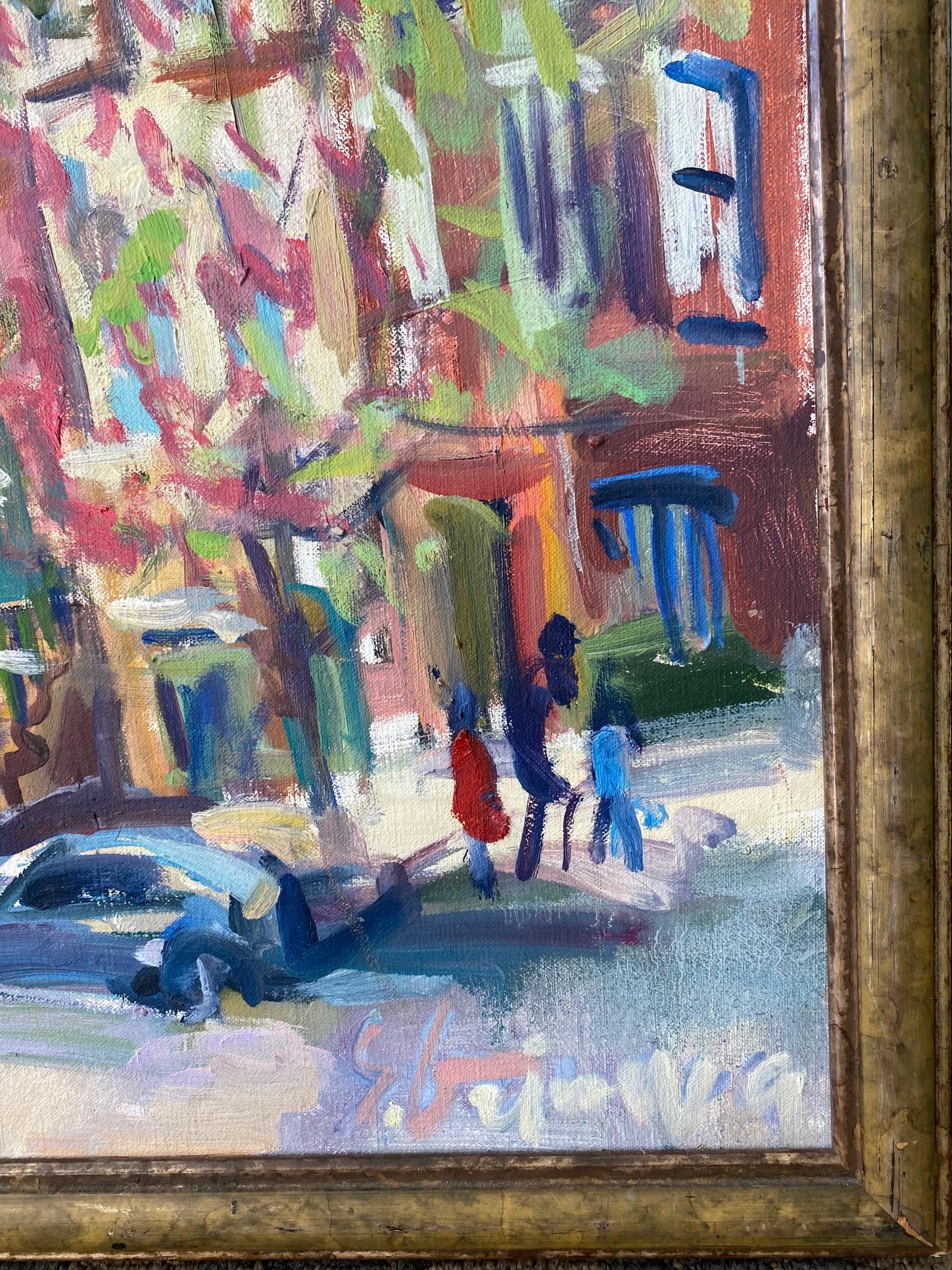 Carnegie Hill, original 28x29 abstract expressionist New York City landscape For Sale 3