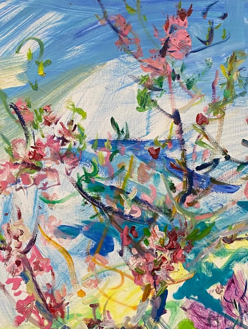 Island Winds of Italy, paysage floral expressionniste abstrait, 48x36 - Expressionnisme abstrait Painting par Sonia Grineva