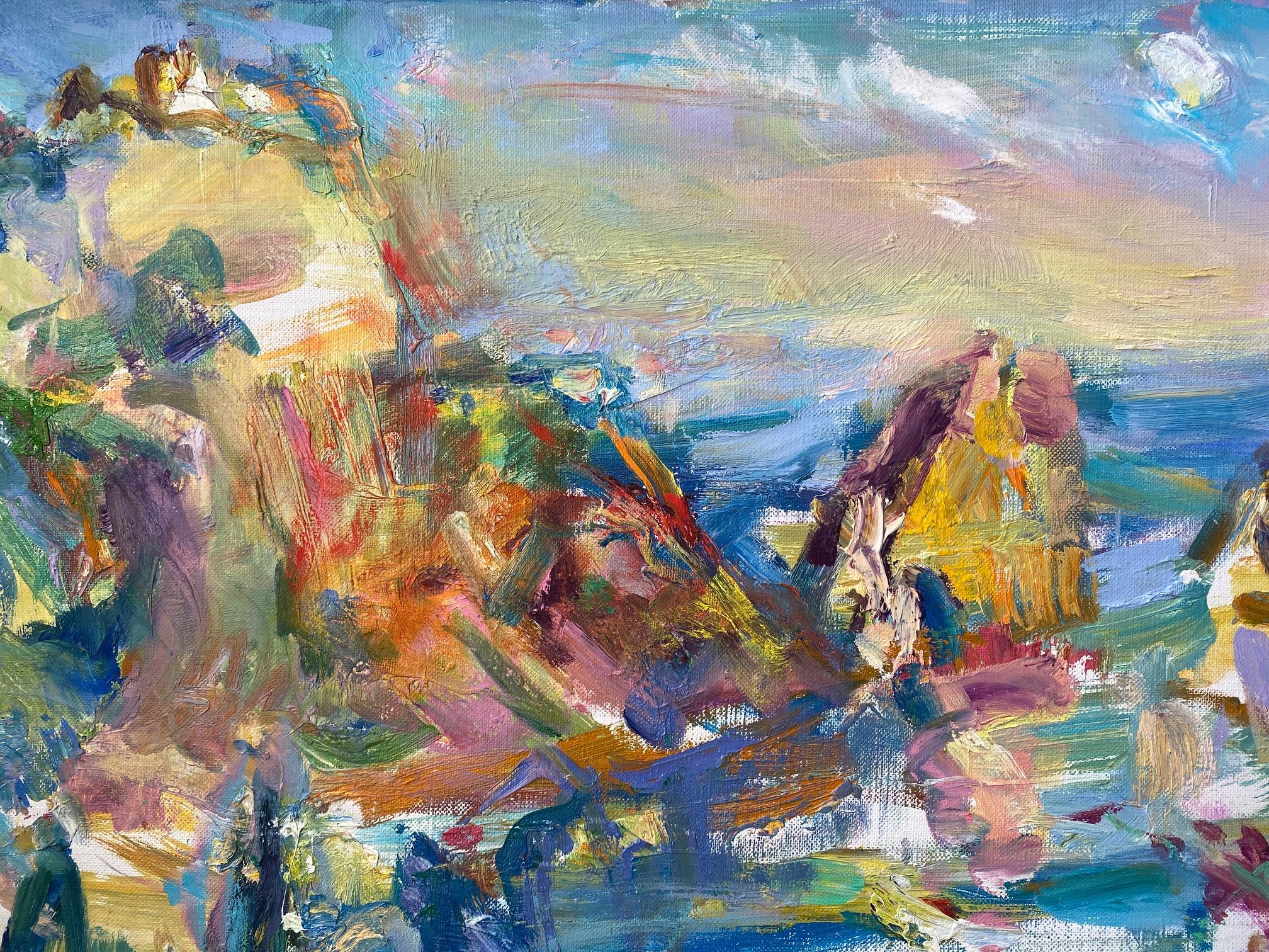 Rocas Faraglioni, Capri, original 20x36 paisaje marino abstracto italiano en venta 1
