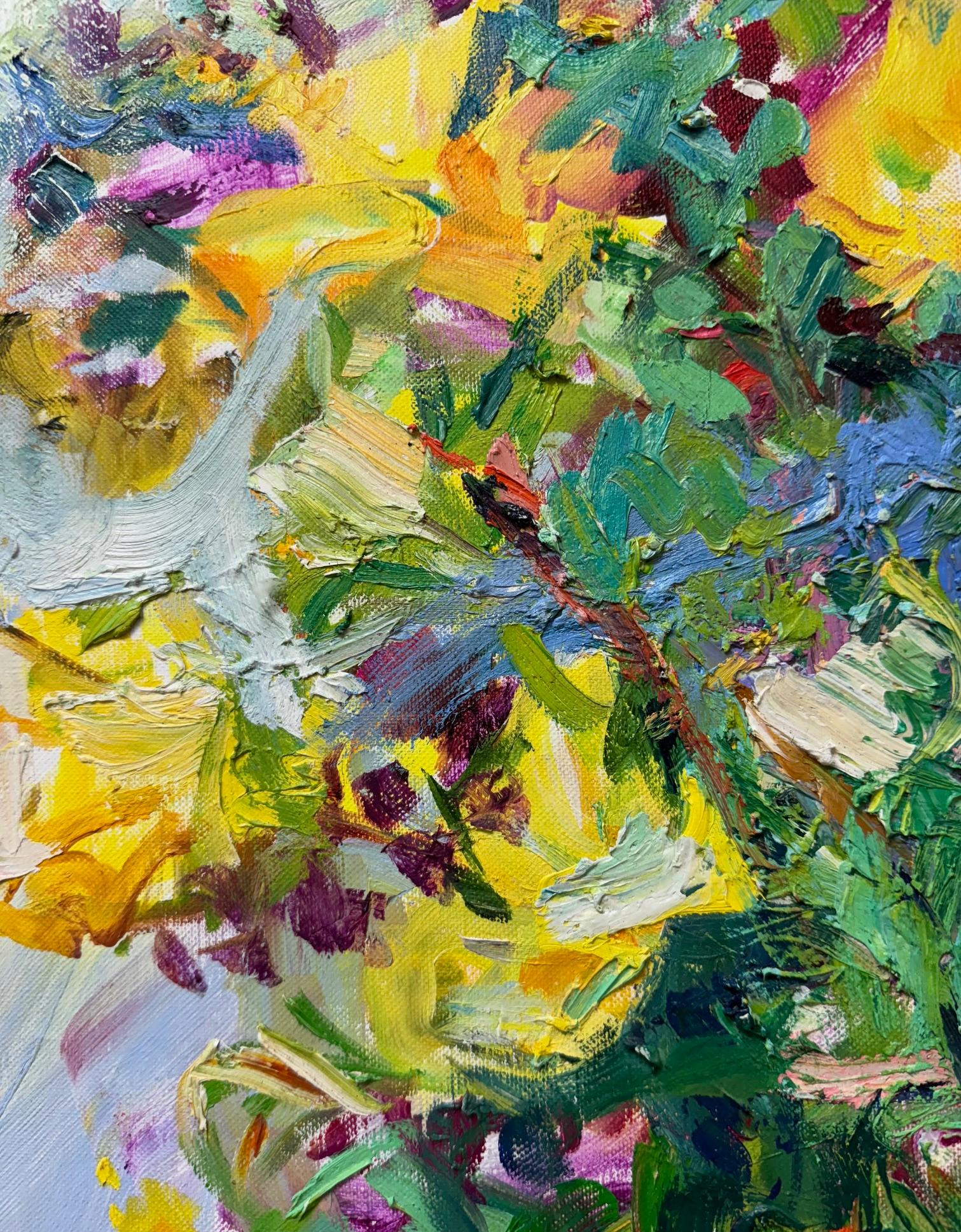 Fiori in riva al mare, originale paesaggio astratto espressionista italiano in vendita 1