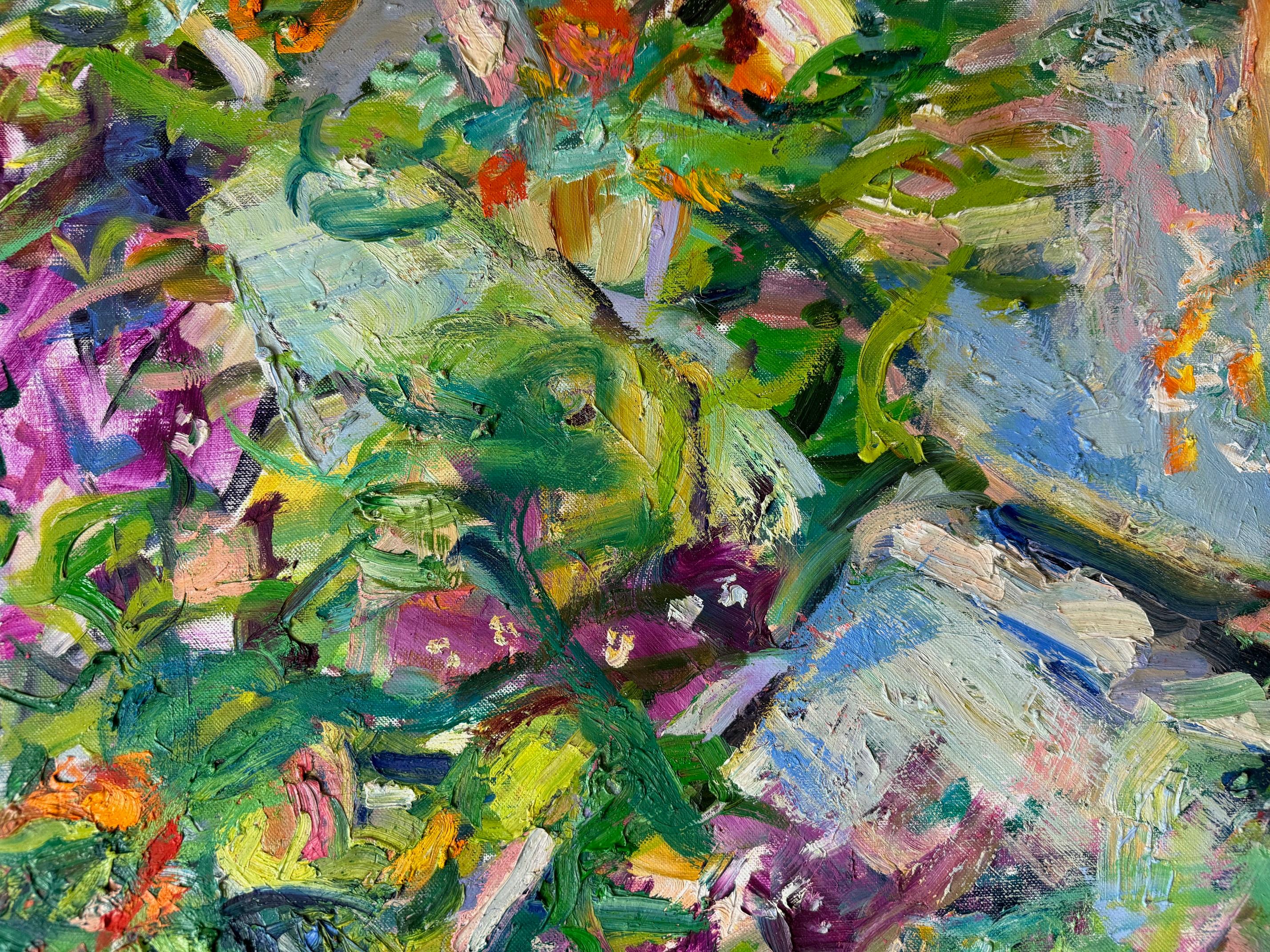Fiori in riva al mare, originale paesaggio astratto espressionista italiano in vendita 2