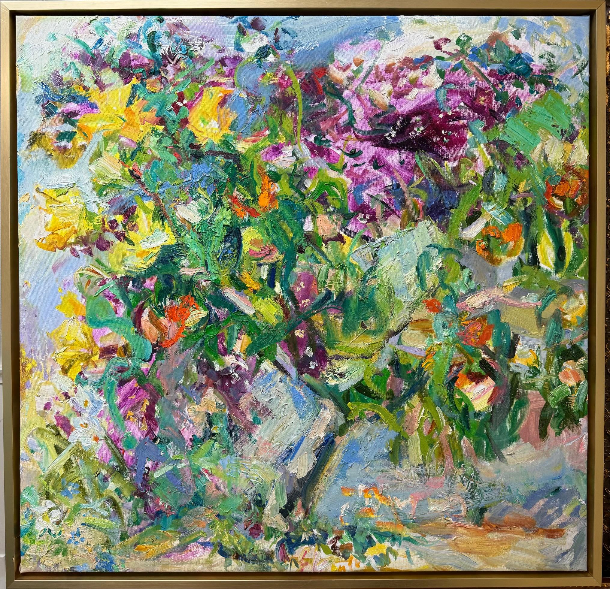 Landscape Painting di Sonia Grineva - Fiori in riva al mare, originale paesaggio astratto espressionista italiano