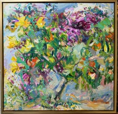 Flowers by the Sea, paysage italien expressionniste abstrait original