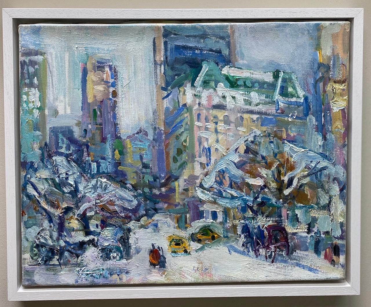 Sonia Grineva Landscape Painting - In Front of the Plaza, original abstract expressionist New York City landscape