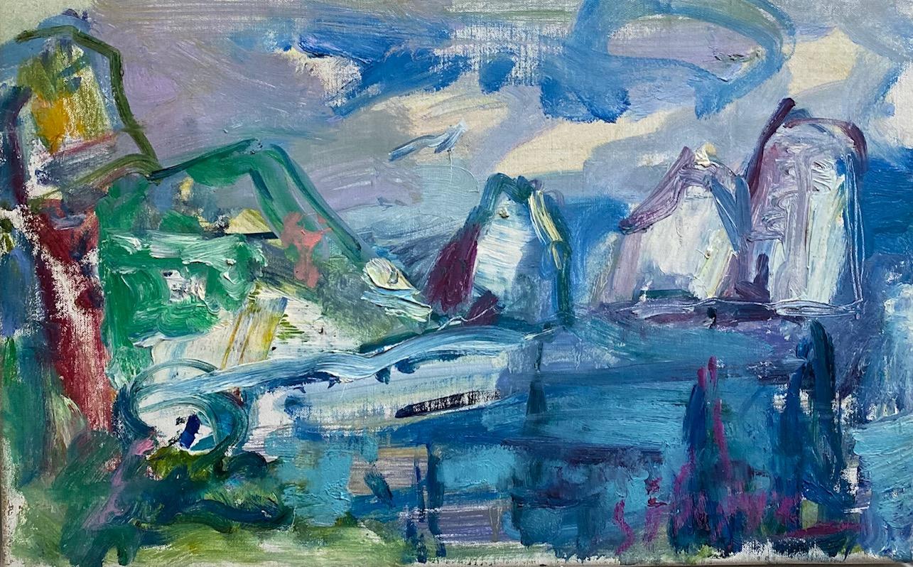 Island of Capri, original abstract landscape - Painting by Sonia Grineva
