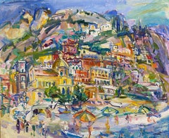 Positano Beach, original 42x51 post impressionist Italian marine landscape