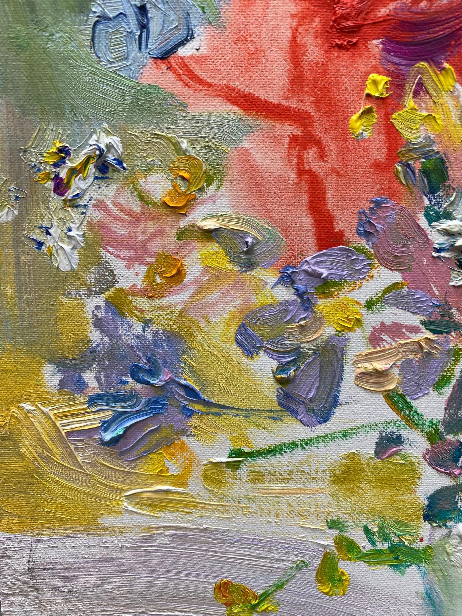 Vase of Flowers, original  impressionist still life oil painting - Impressionist Painting by Sonia Grineva