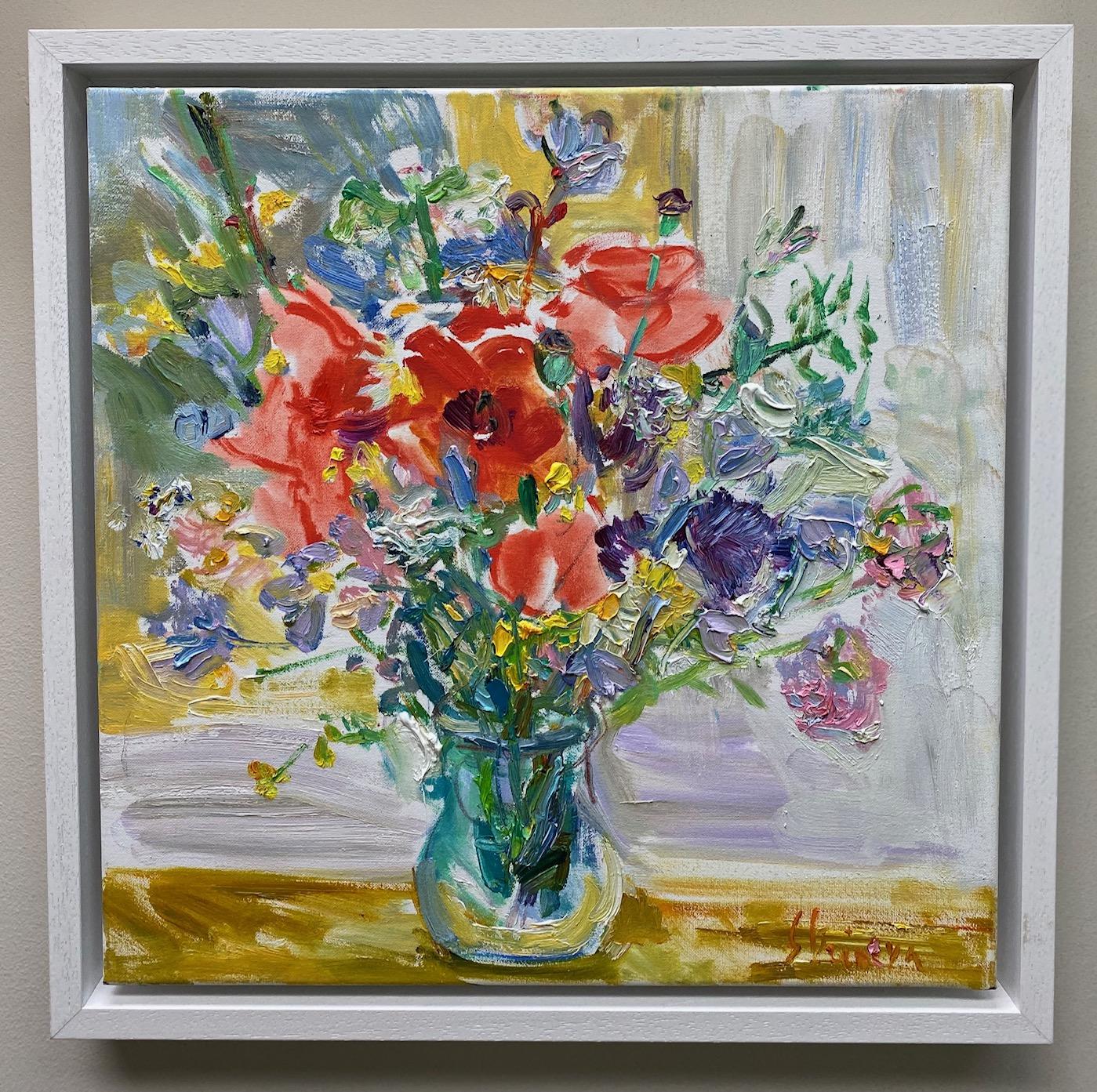 Sonia Grineva Still-Life Painting - Vase of Flowers, original  impressionist still life oil painting