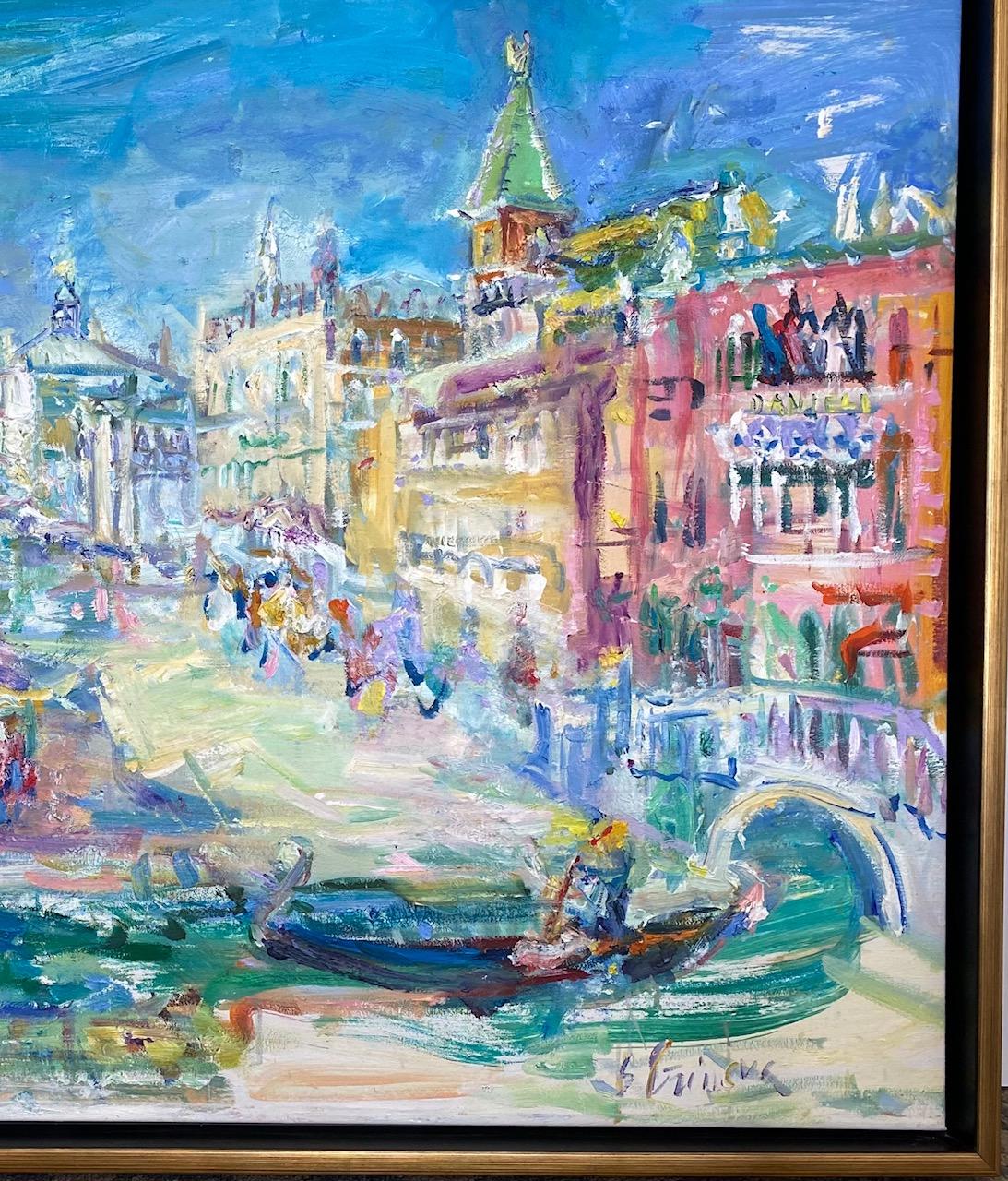 Venise, paysage marin expressionniste abstrait original 30x47 en vente 2