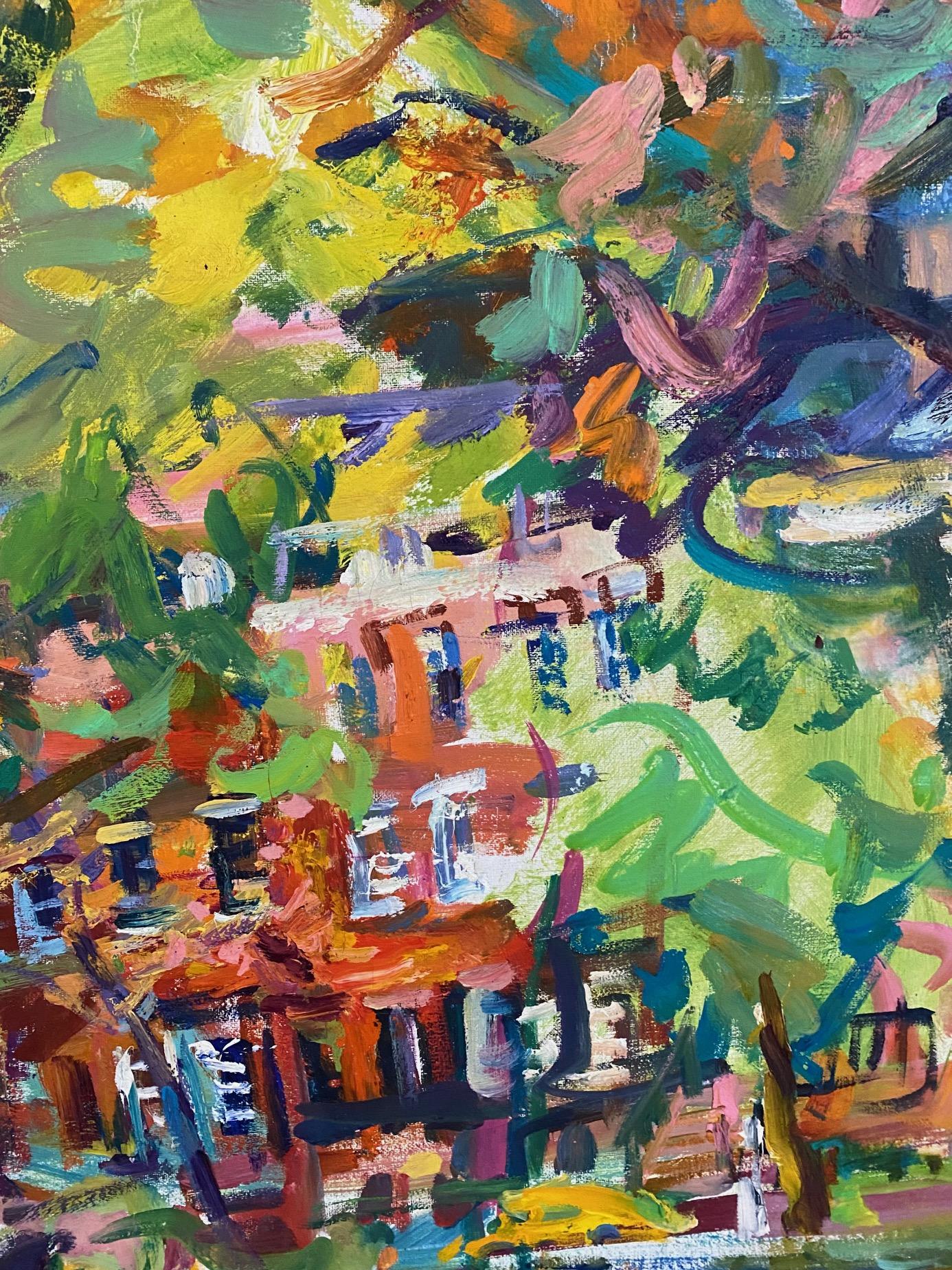 Washington Square Park NW, original 24x30 abstract expressionist NYC landscape - Abstract Expressionist Painting by Sonia Grineva