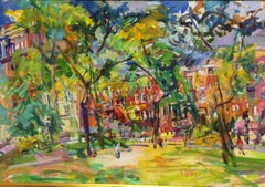 Washington Square Park, NYC original 32x48 post impressionist landscape