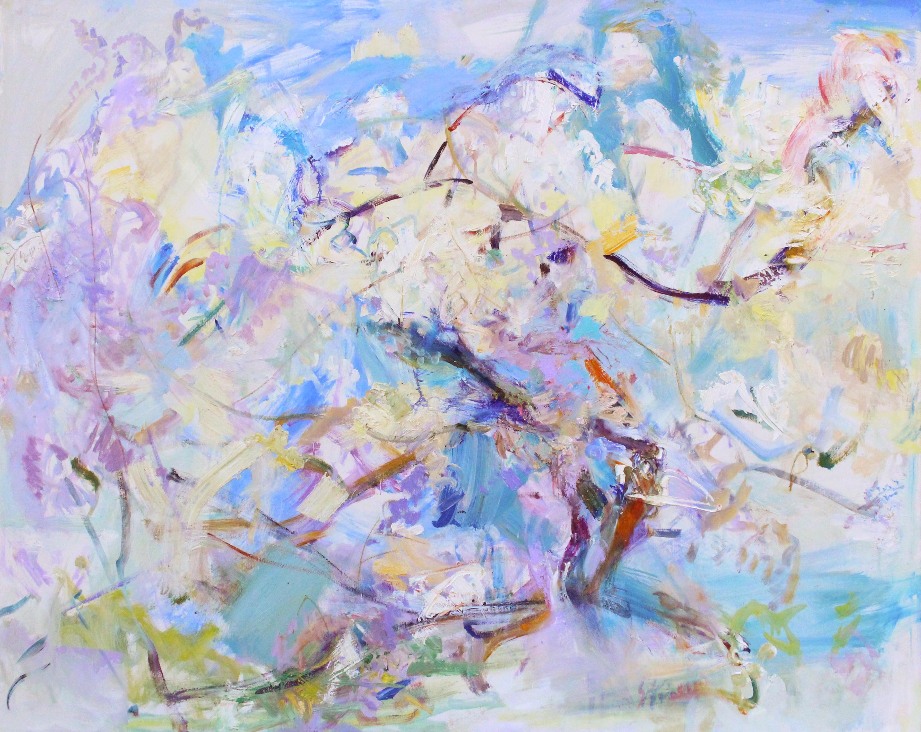 Sonia Grineva Abstract Painting – White Wisteria