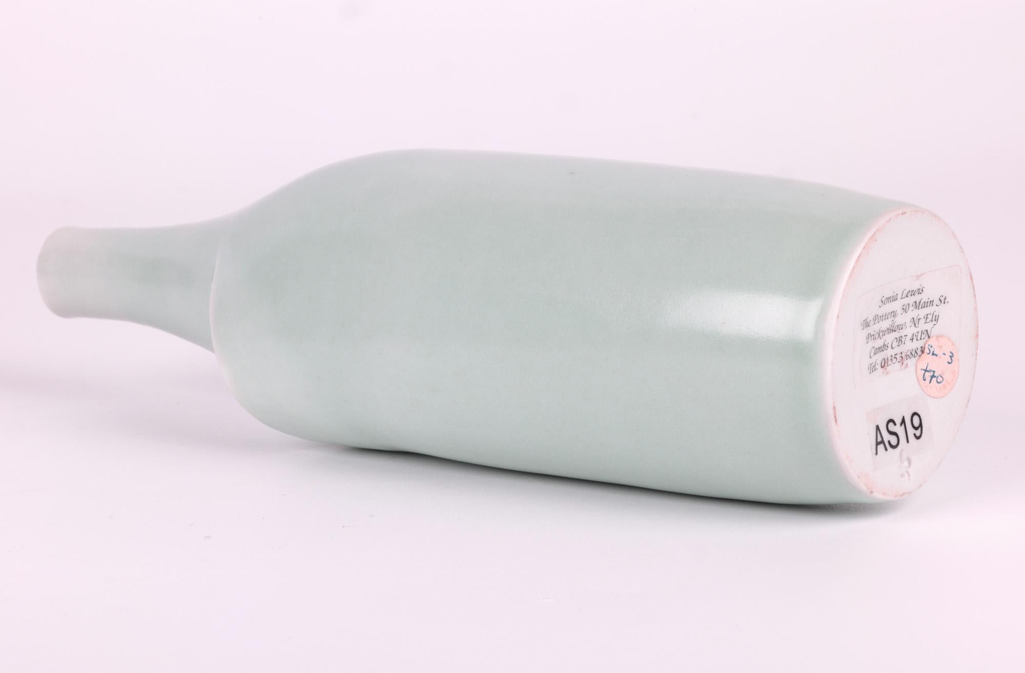 Sonia Lewis Studio Ceramic Celadon Glazed Bottle Vase For Sale 5