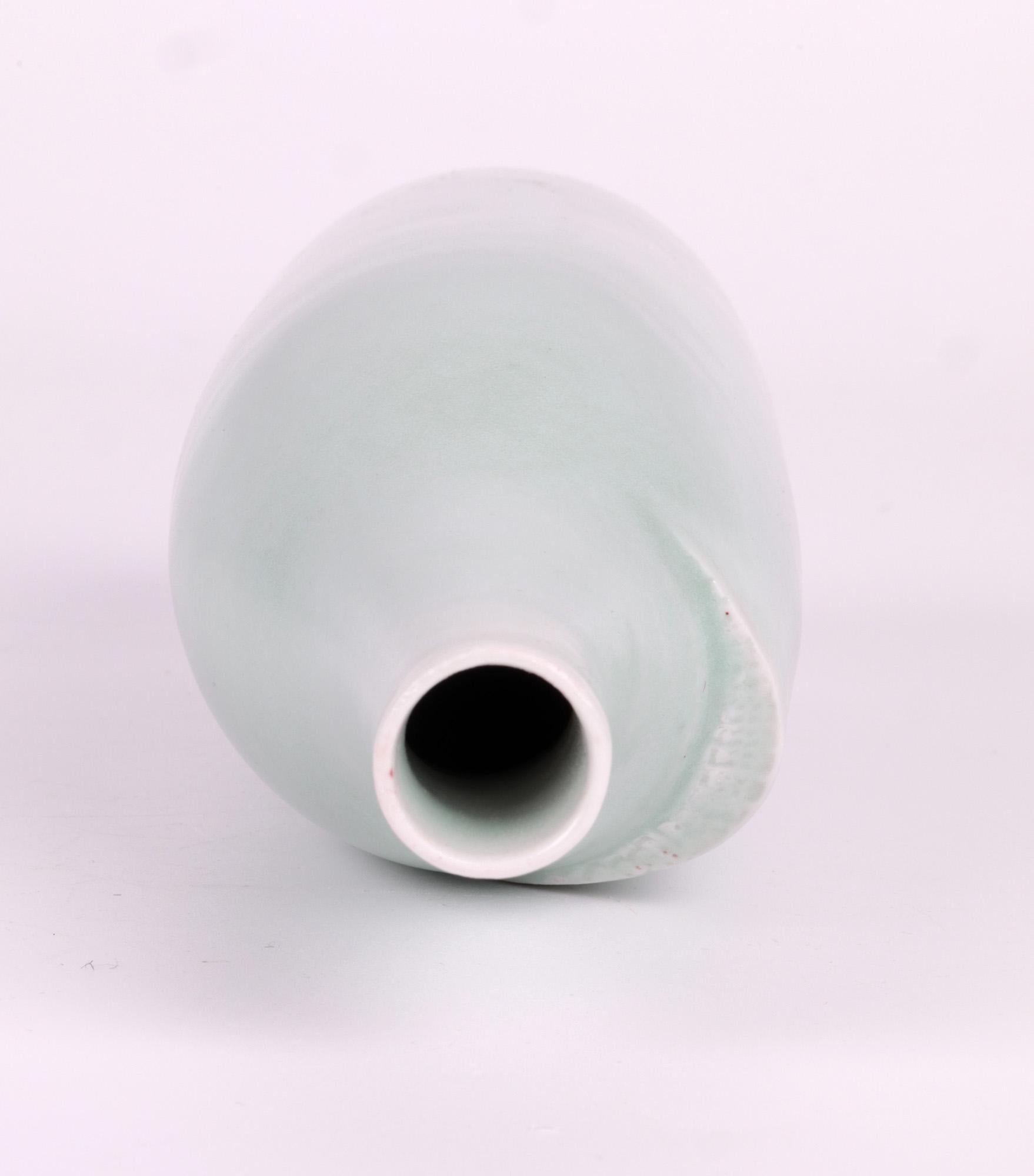 Sonia Lewis Studio Ceramic Celadon Glazed Bottle Vase For Sale 6