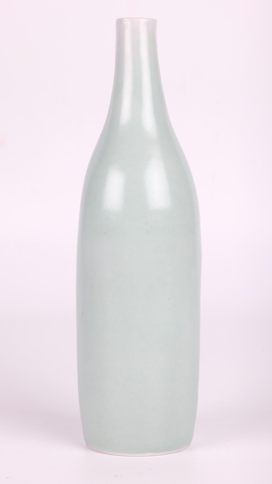 Sonia Lewis Studio Ceramic Celadon Glazed Bottle Vase For Sale 9