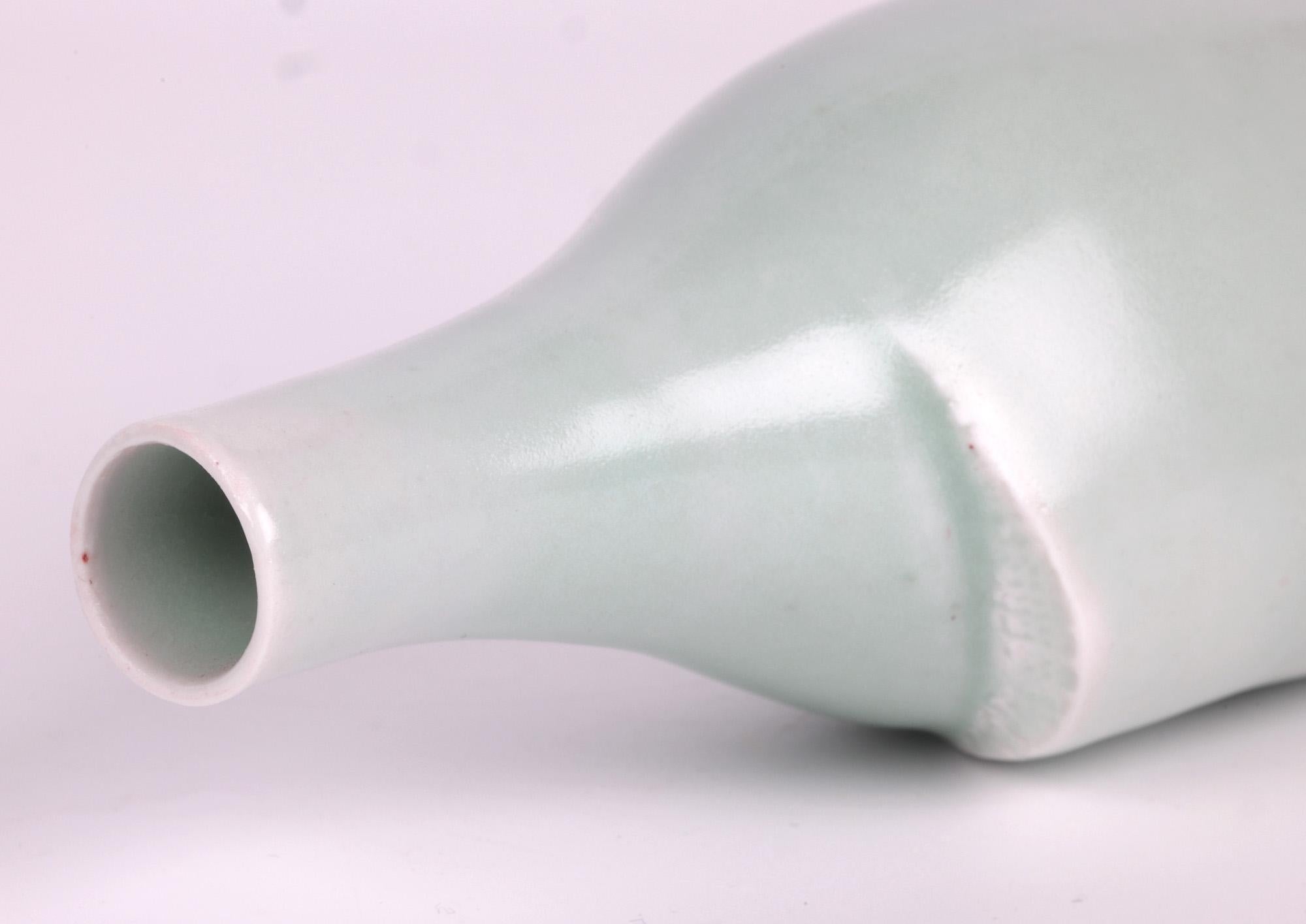 Sonia Lewis Studio Ceramic Celadon Glazed Bottle Vase For Sale 2