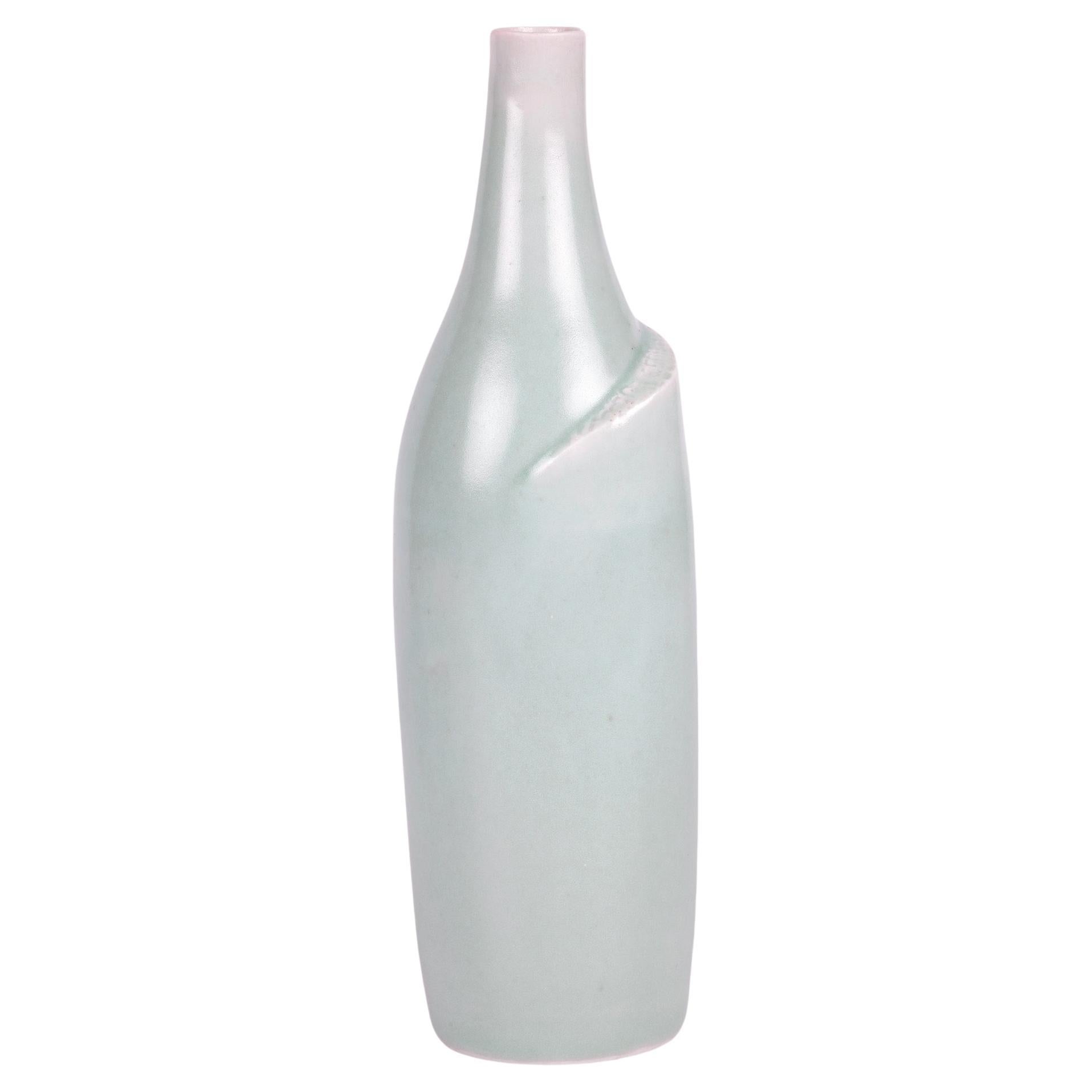 Sonia Lewis Studio Ceramic Celadon Glazed Bottle Vase For Sale