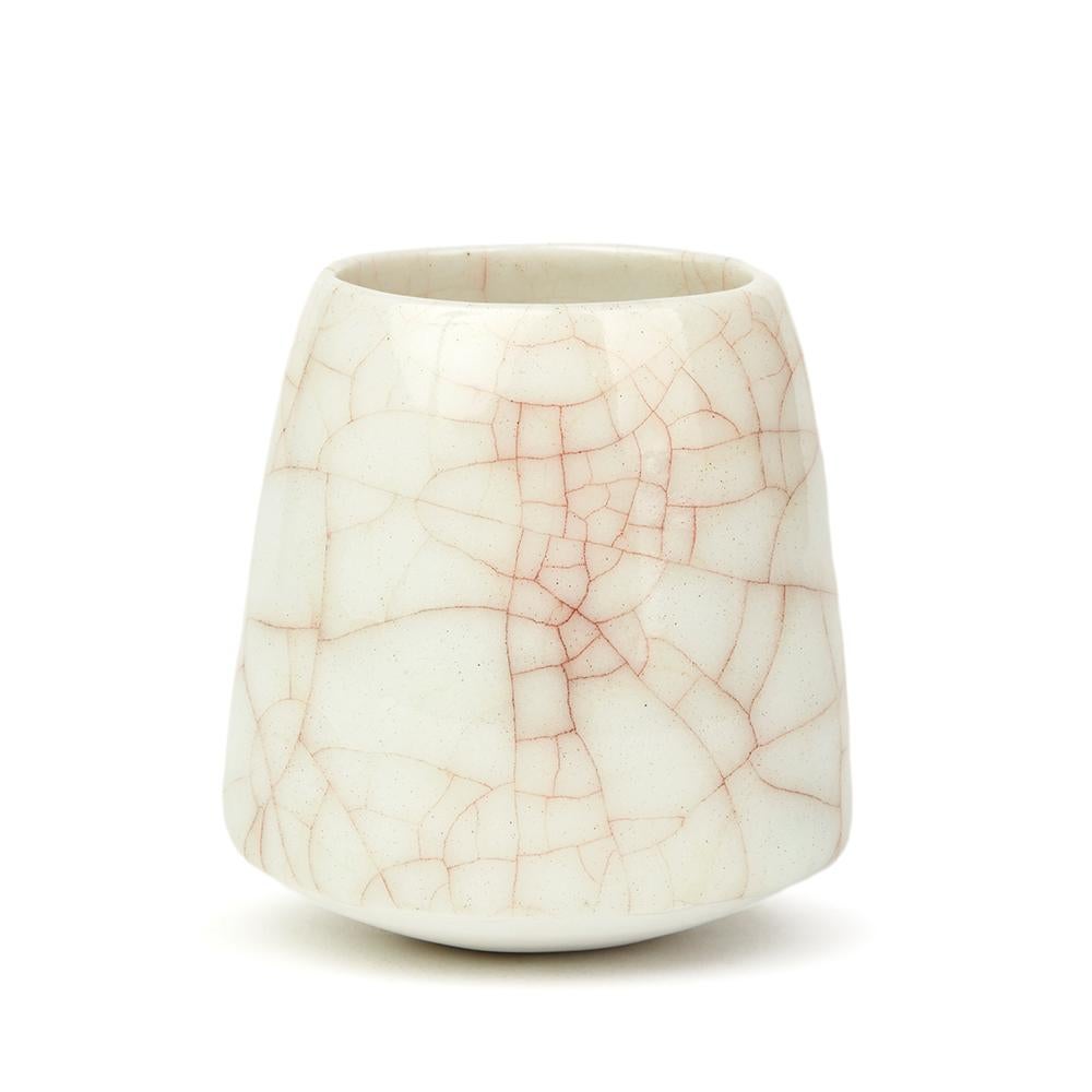 English Sonia Lewis Studio Ceramic Craquelure Glazed Miniature Vase For Sale
