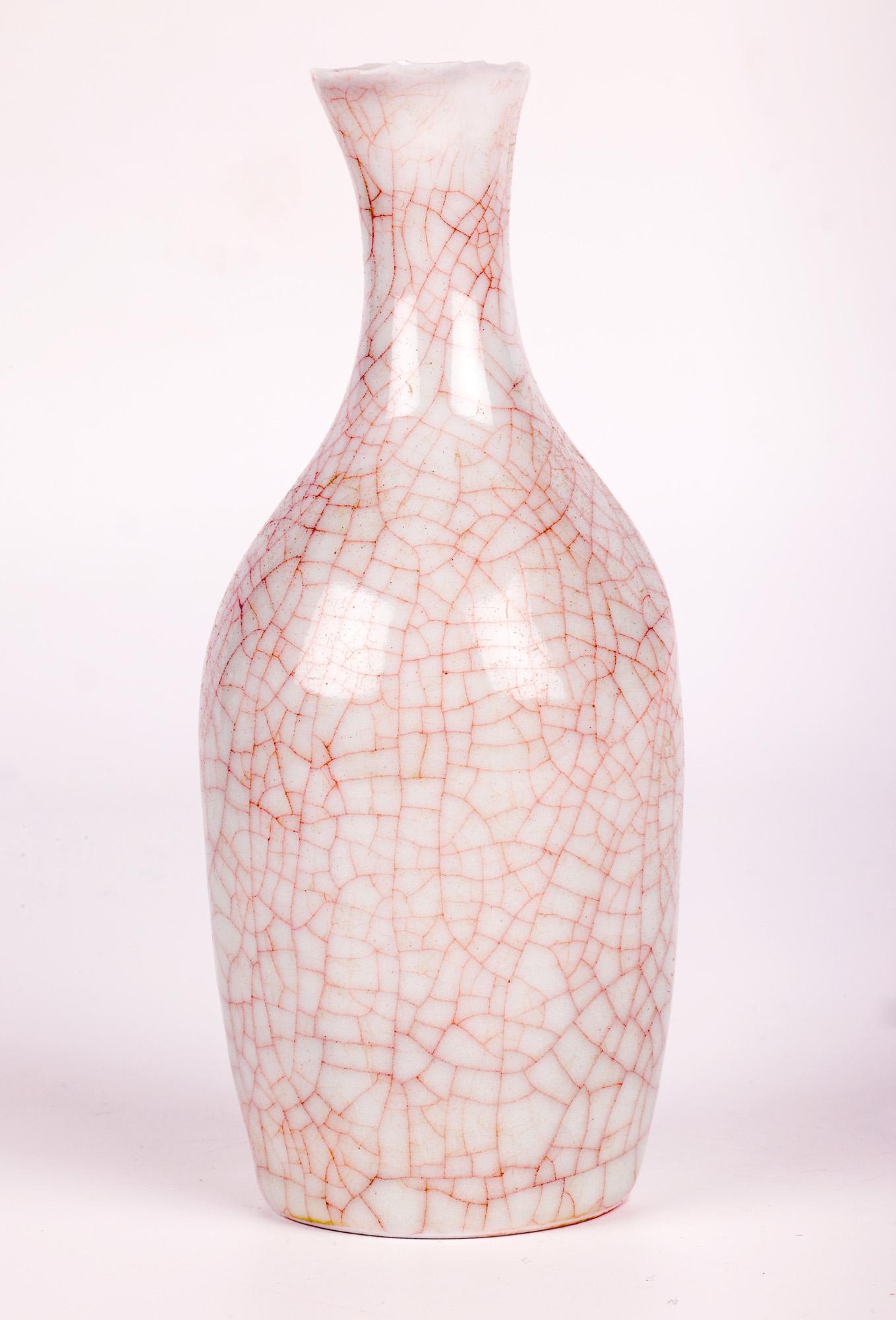 Sonia Lewis Studio Ceramic Craquelure Glazed Bottle Vase For Sale 2