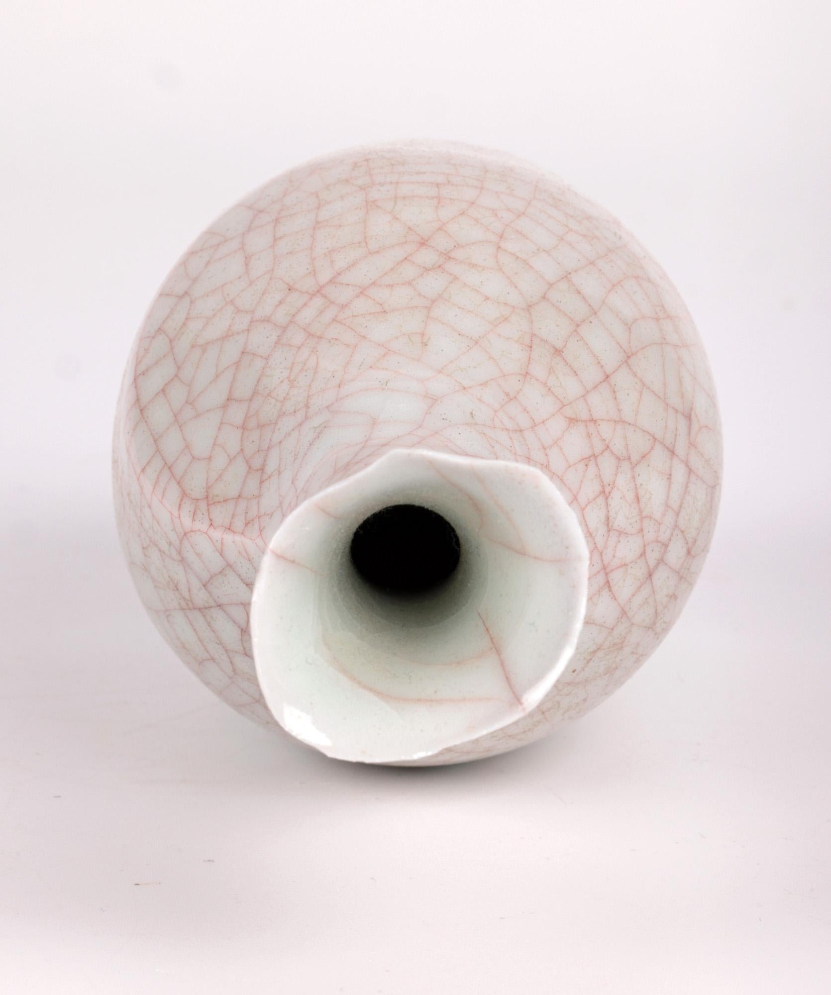 Sonia Lewis Studio Ceramic Craquelure Glazed Bottle Vase For Sale 4