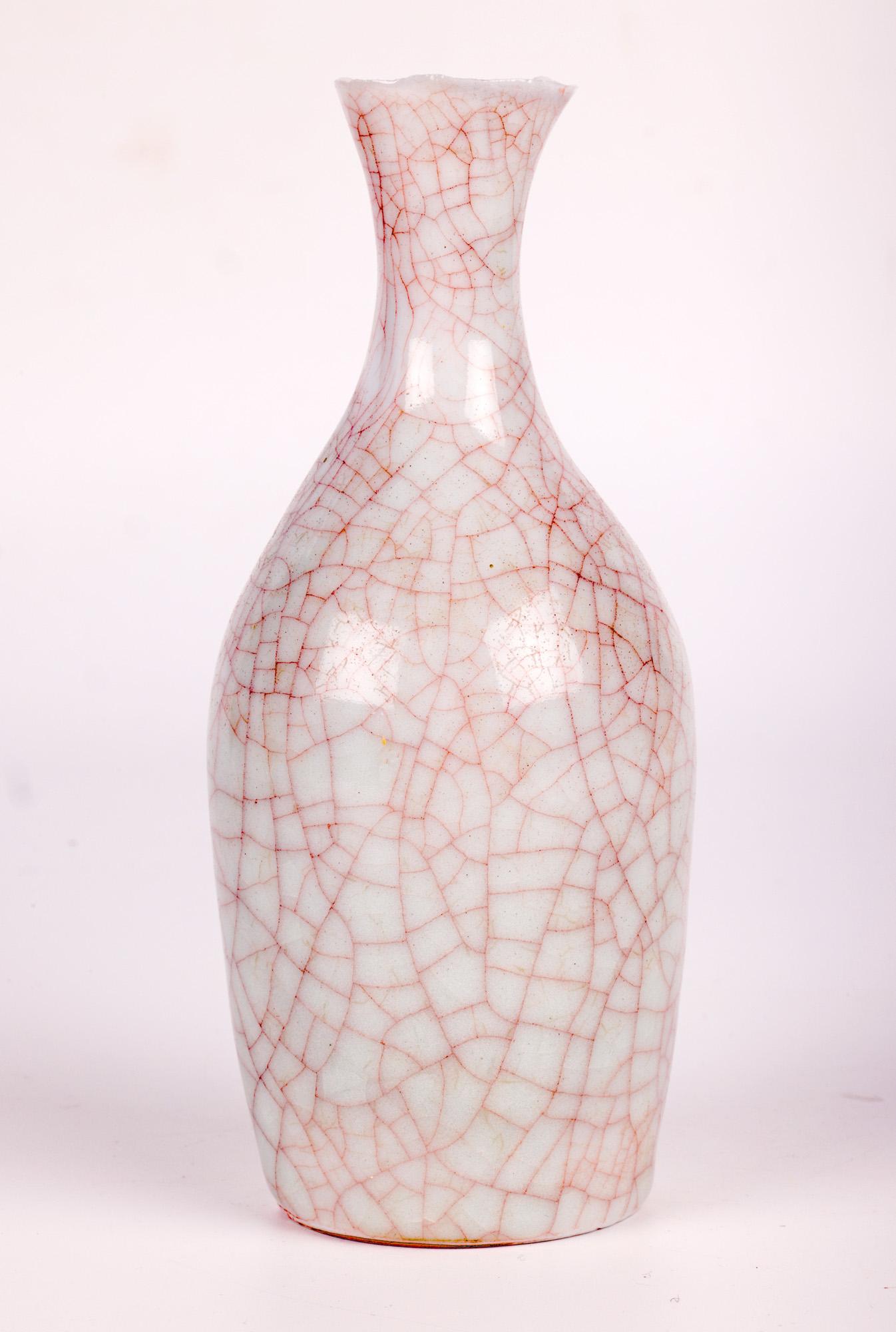 Sonia Lewis Studio Ceramic Craquelure Glazed Bottle Vase For Sale 5