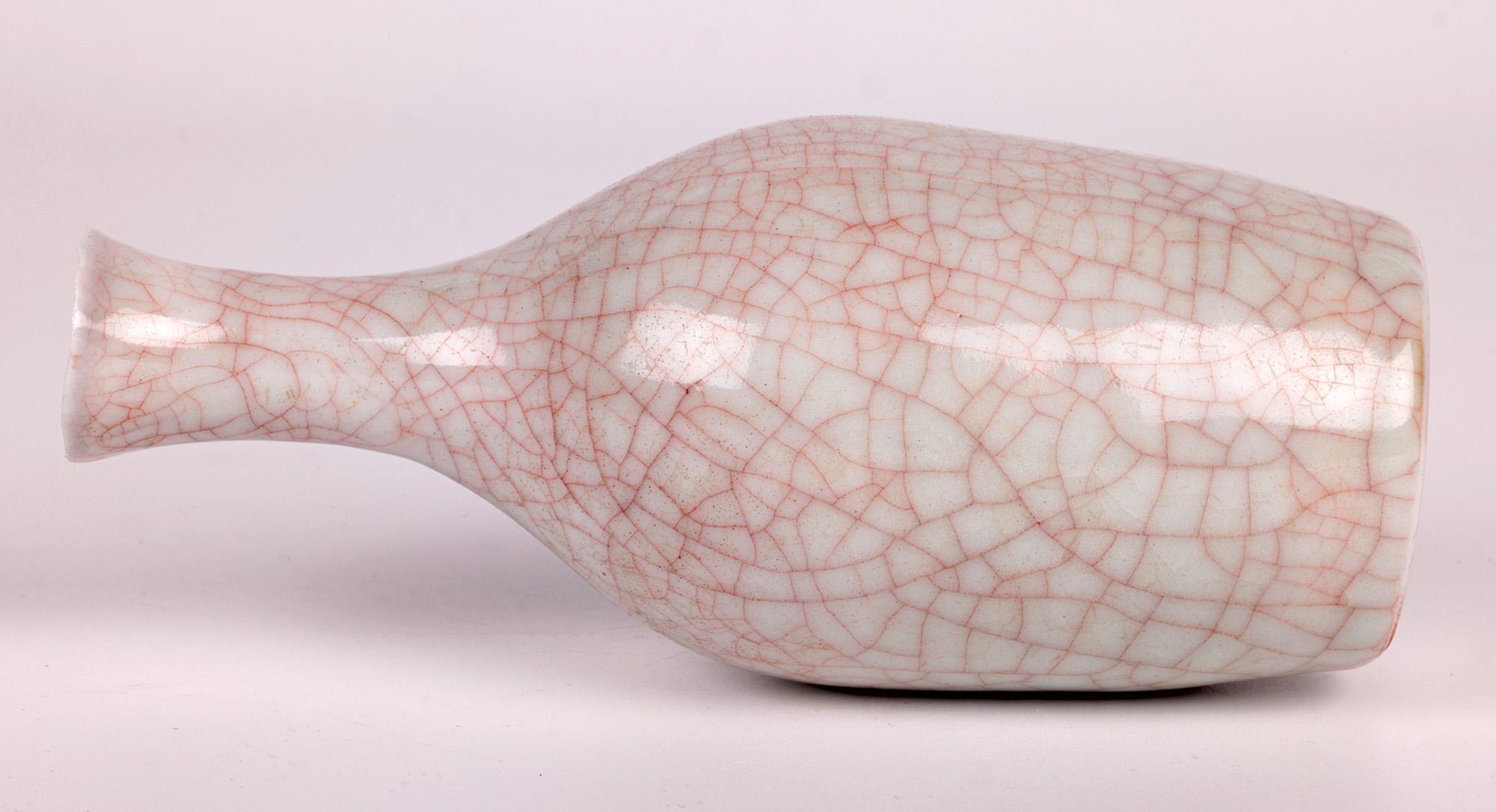 Sonia Lewis Studio Ceramic Craquelure Glazed Bottle Vase For Sale 1
